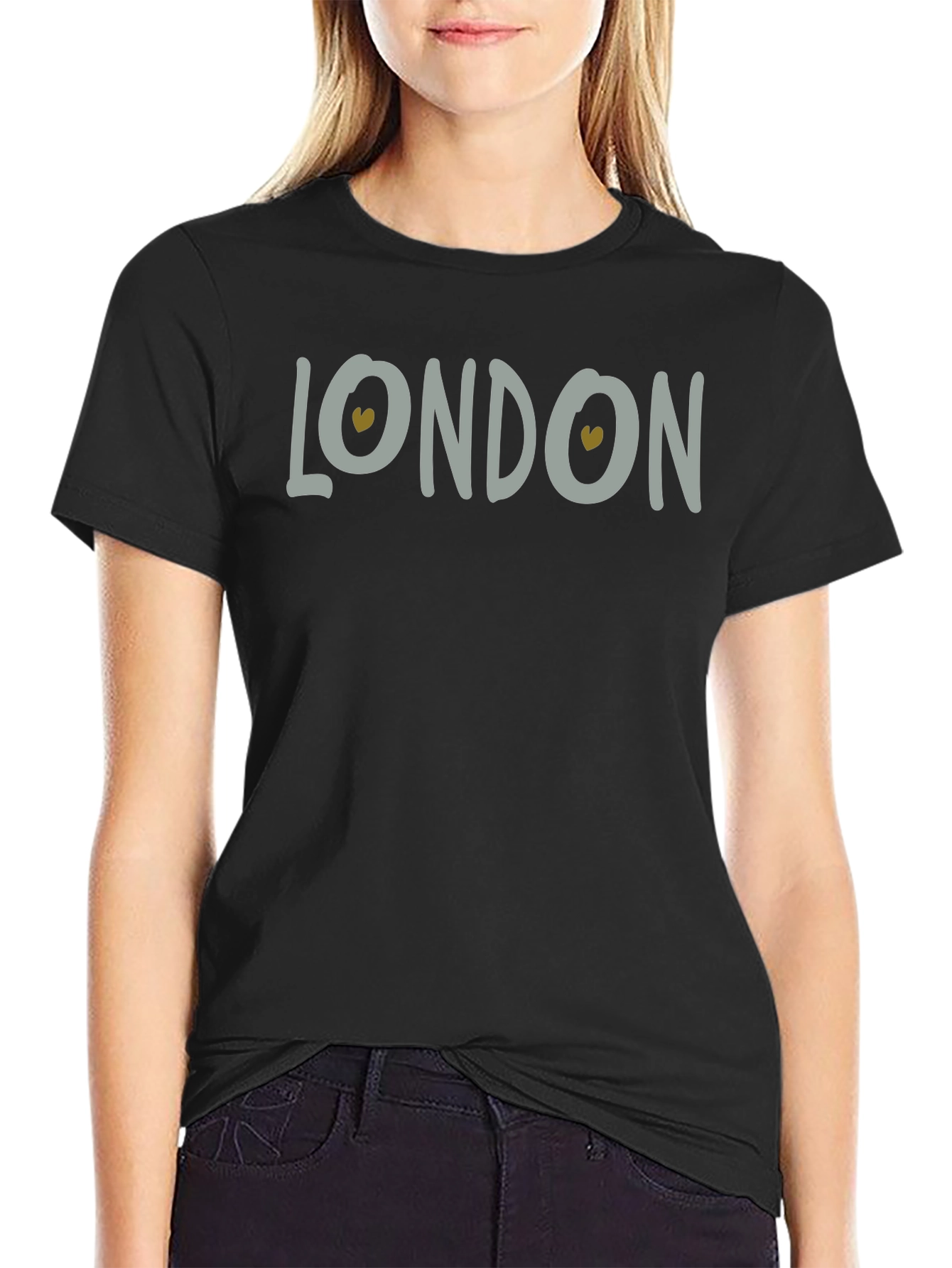 London Love Heart Graphic Black Tee