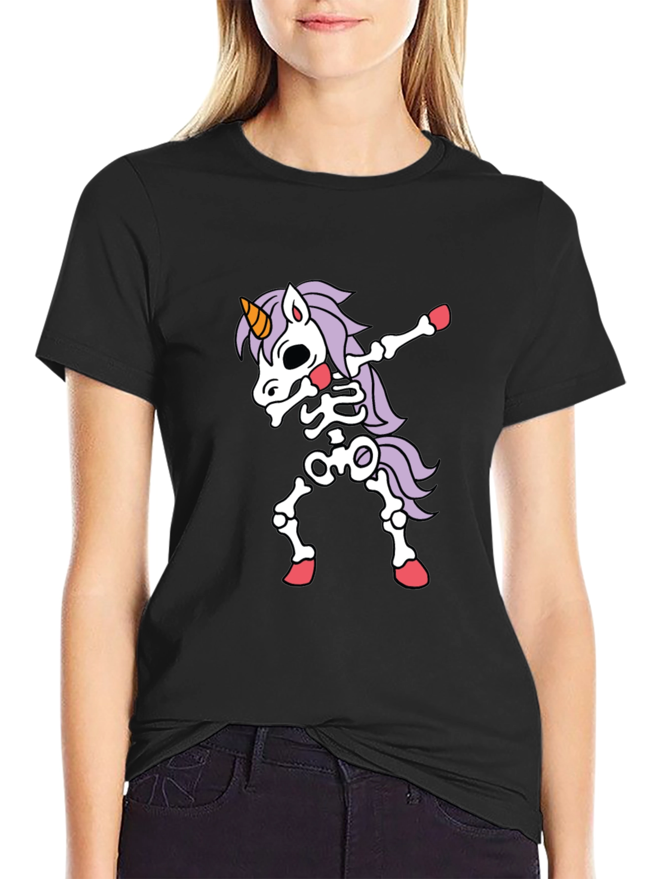 Unicorn Skeleton Halloween Dabbing T-Shirt