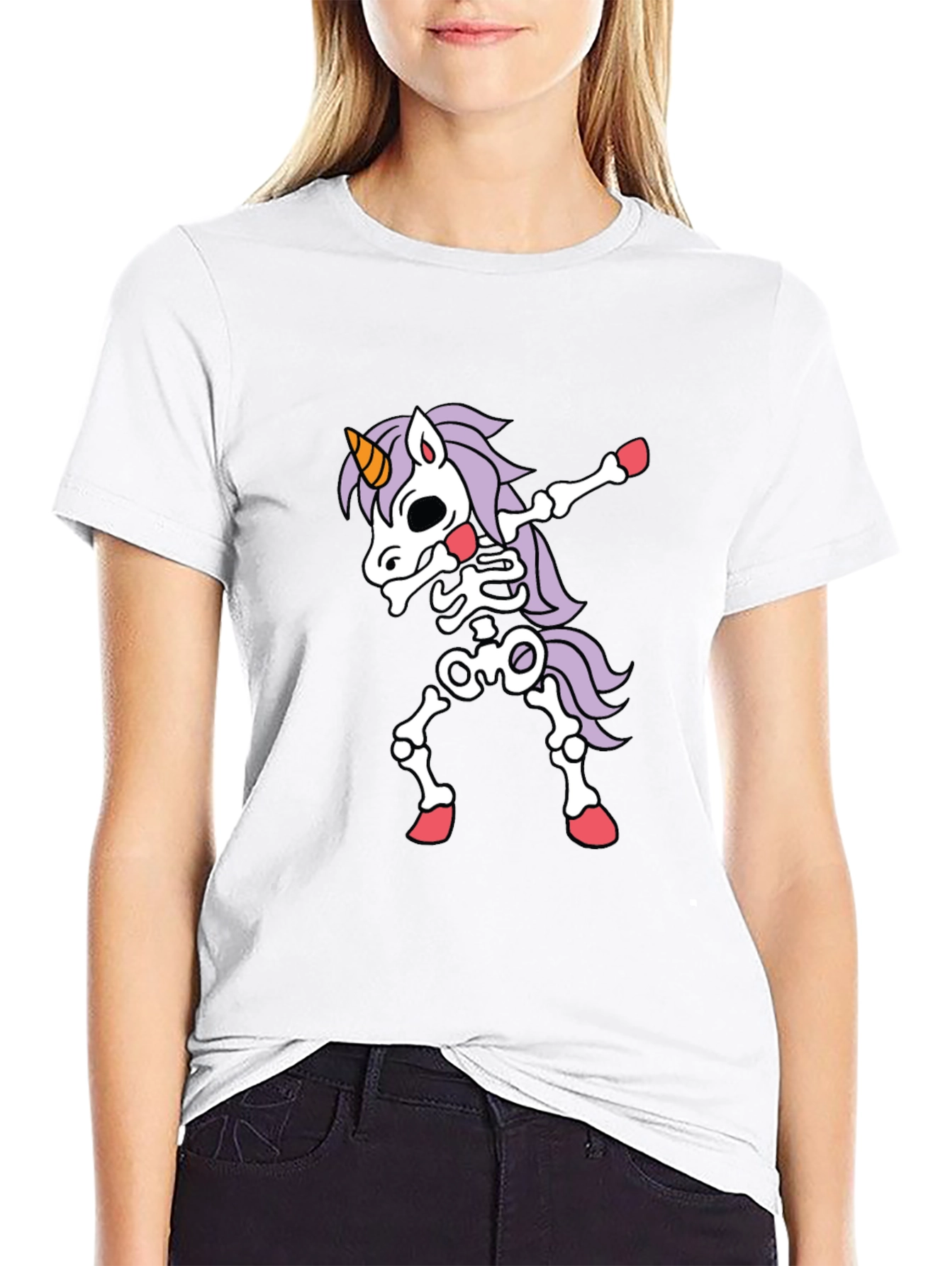 Unicorn Skeleton Halloween Dabbing T-Shirt