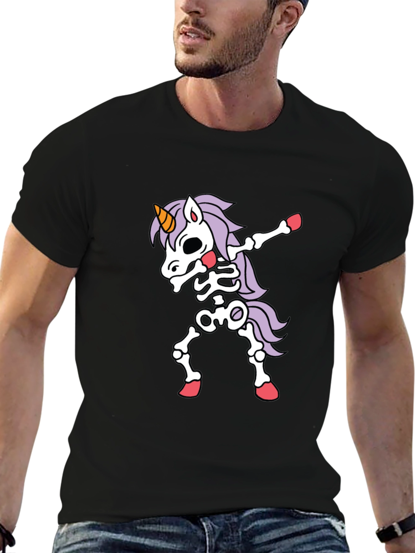 Unicorn Skeleton Halloween Dabbing T-Shirt