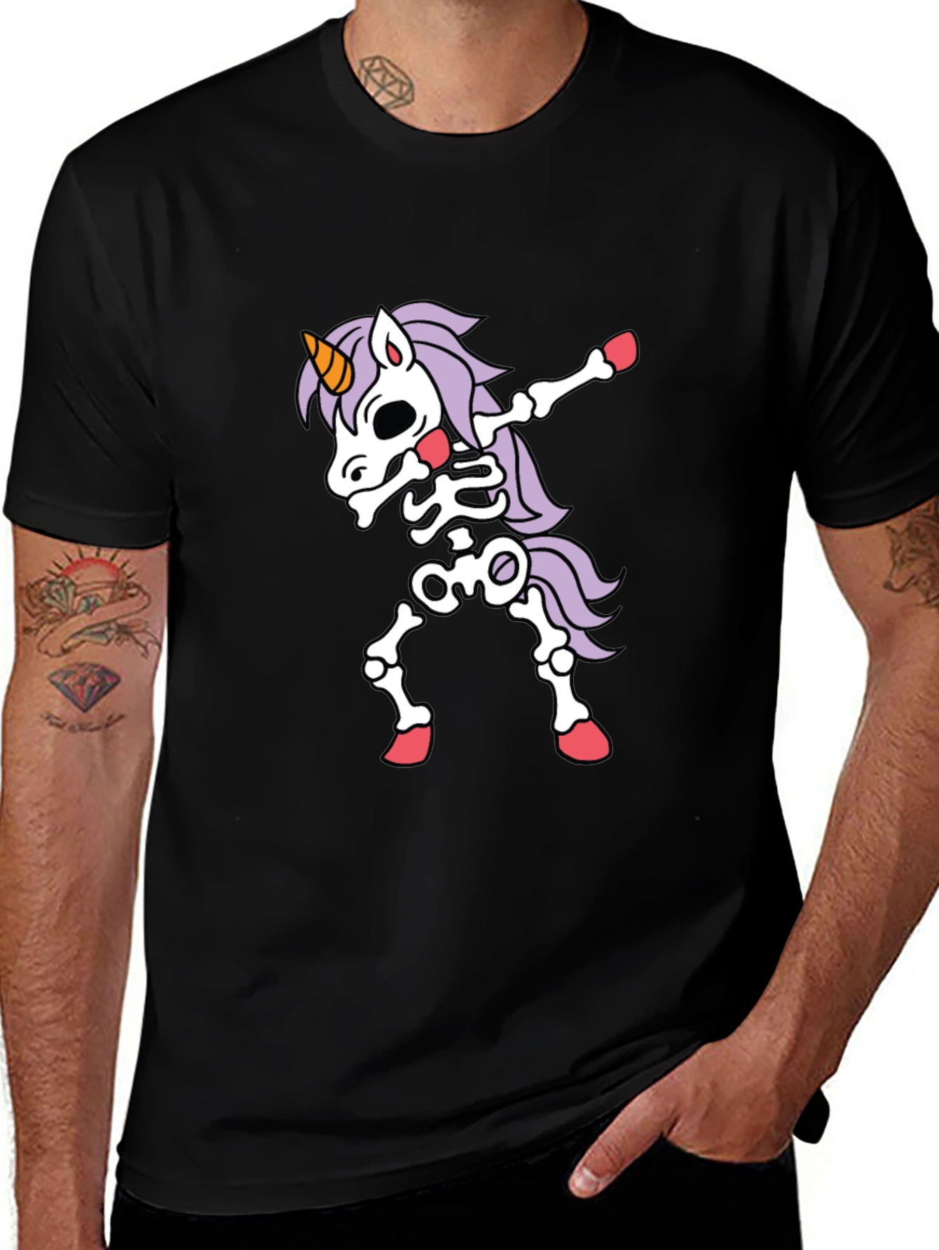Unicorn Skeleton Halloween Dabbing T-Shirt