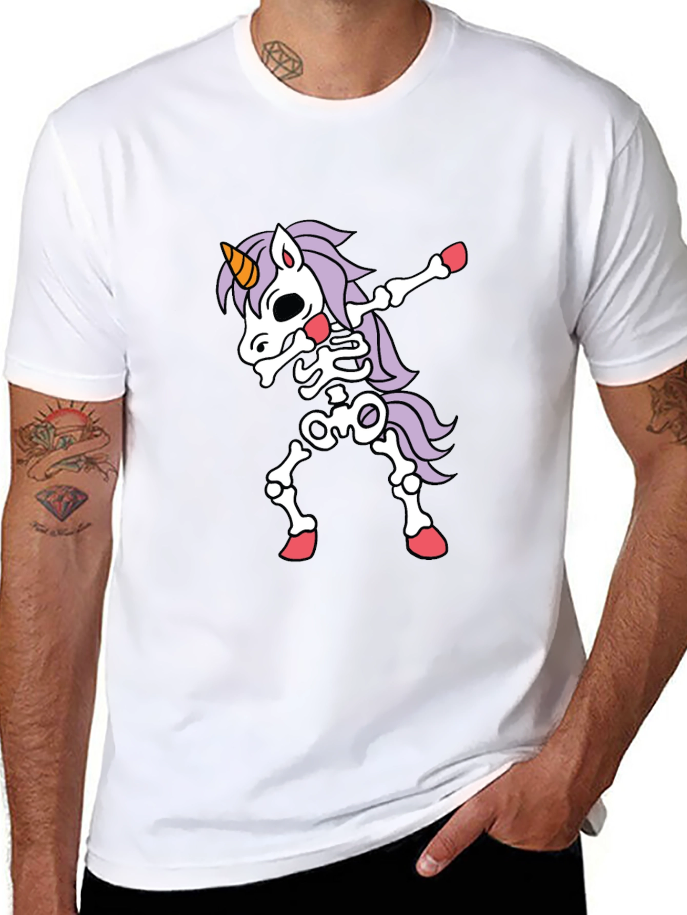 Unicorn Skeleton Halloween Dabbing T-Shirt