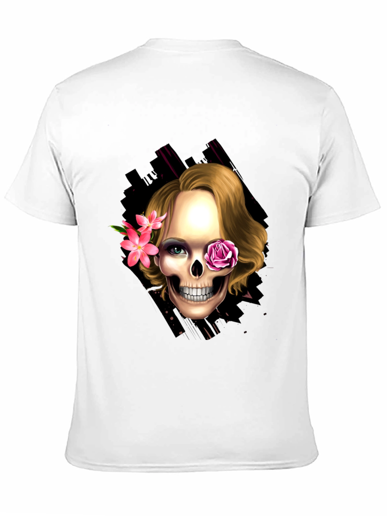Skull & Flowers Graphic Tee - Trendy Halloween Style