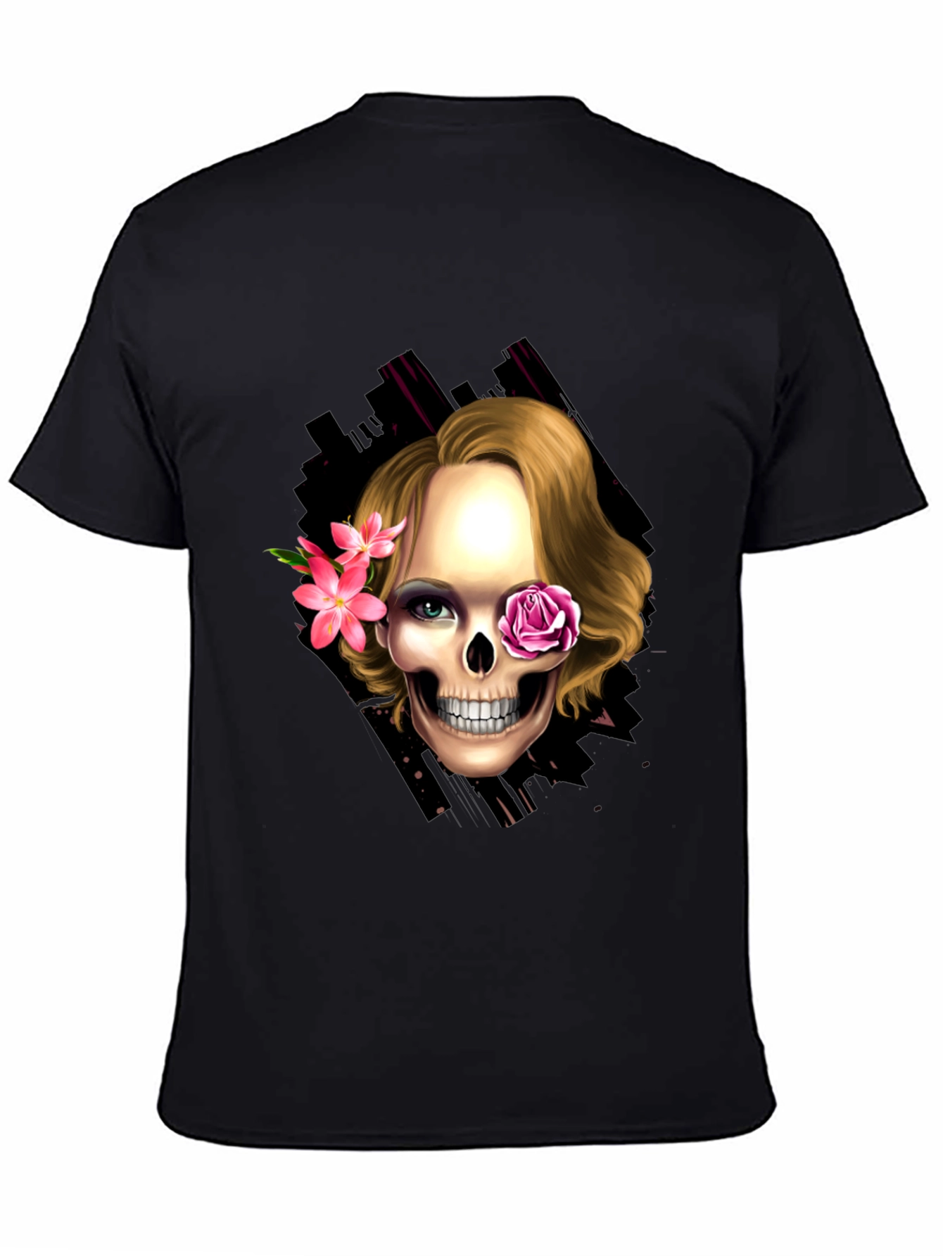 Skull & Flowers Graphic Tee - Trendy Halloween Style