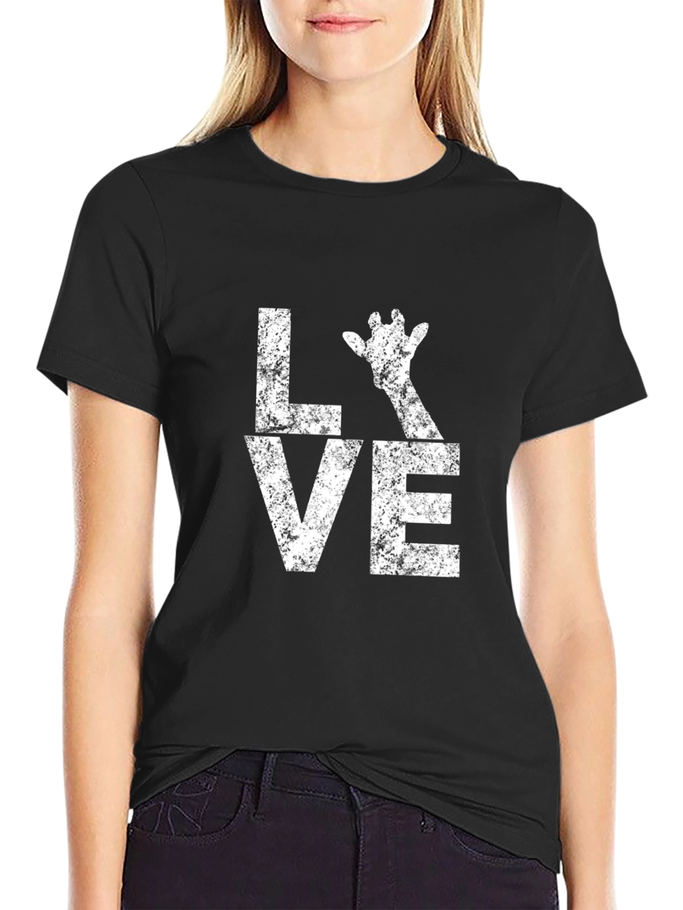Love Giraffe Graphic Tee - Unisex Black T-Shirt