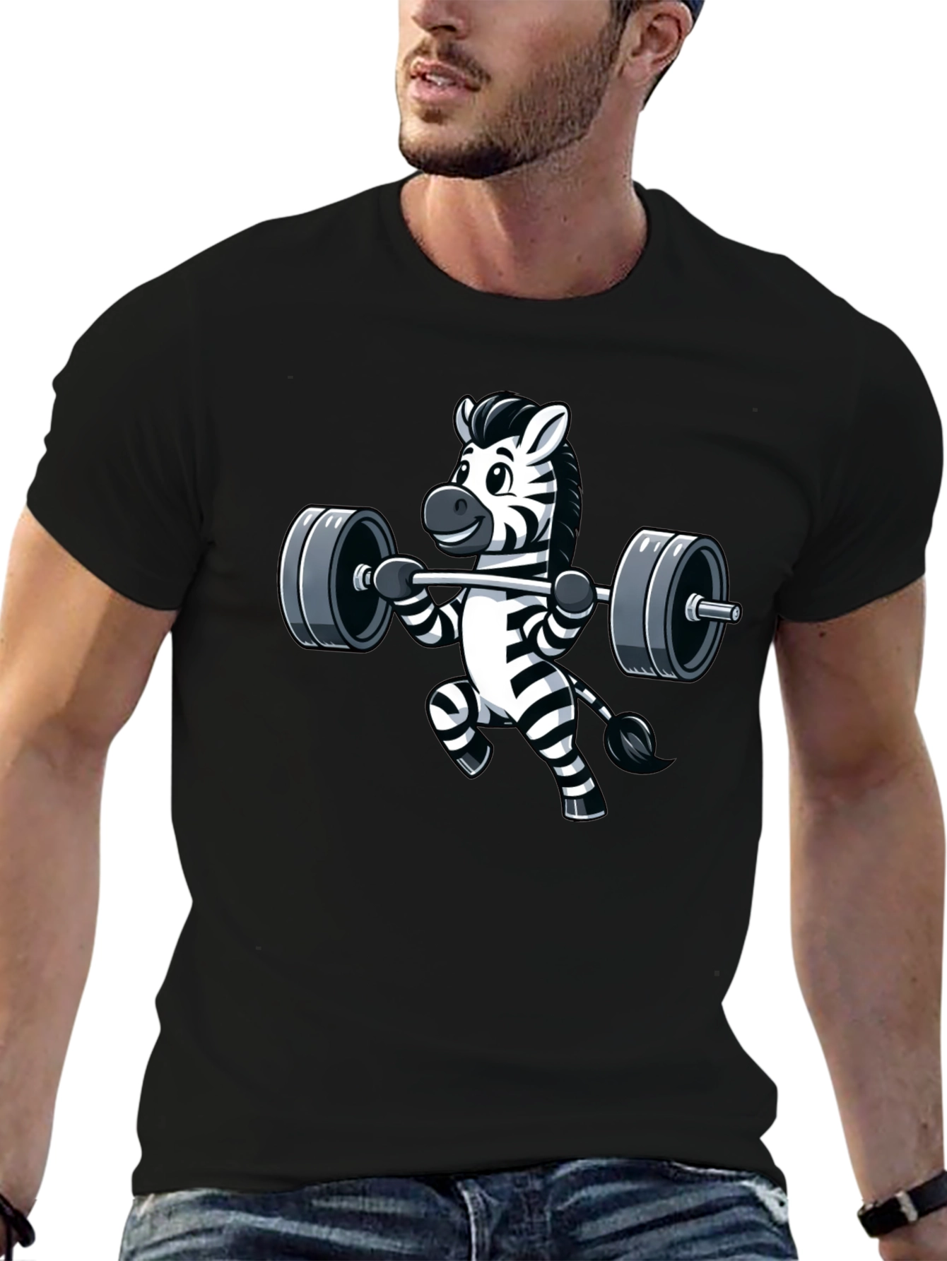 Weightlifting Zebra Graphic Tee - Black
