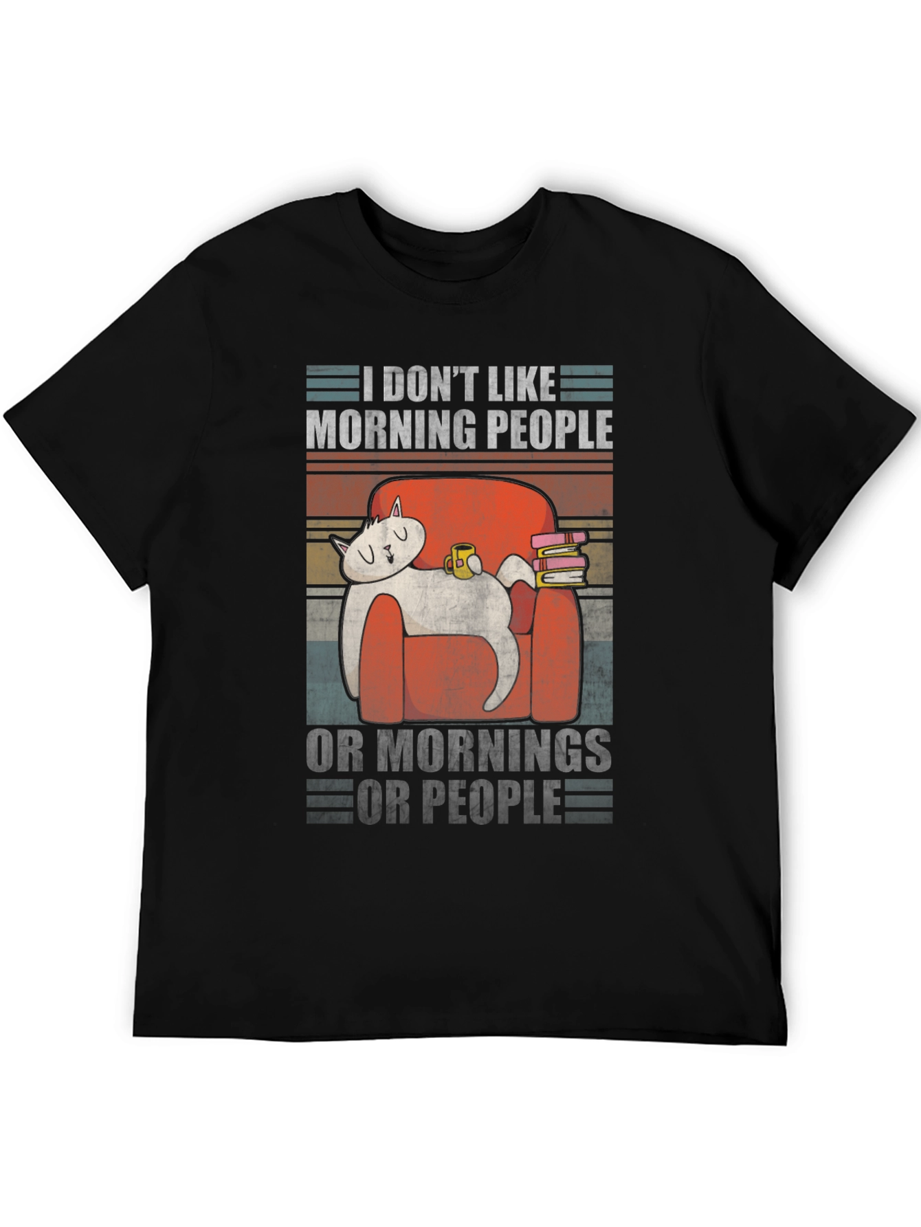 I Dont Like Morning People T-Shirt Funny Cat