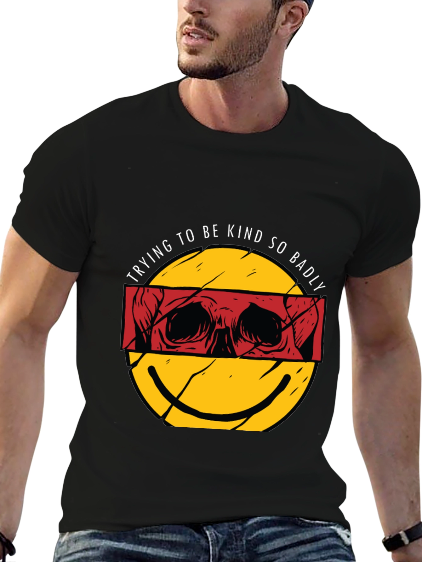 Trying To Be Kind So Badly Black Graphic Tee