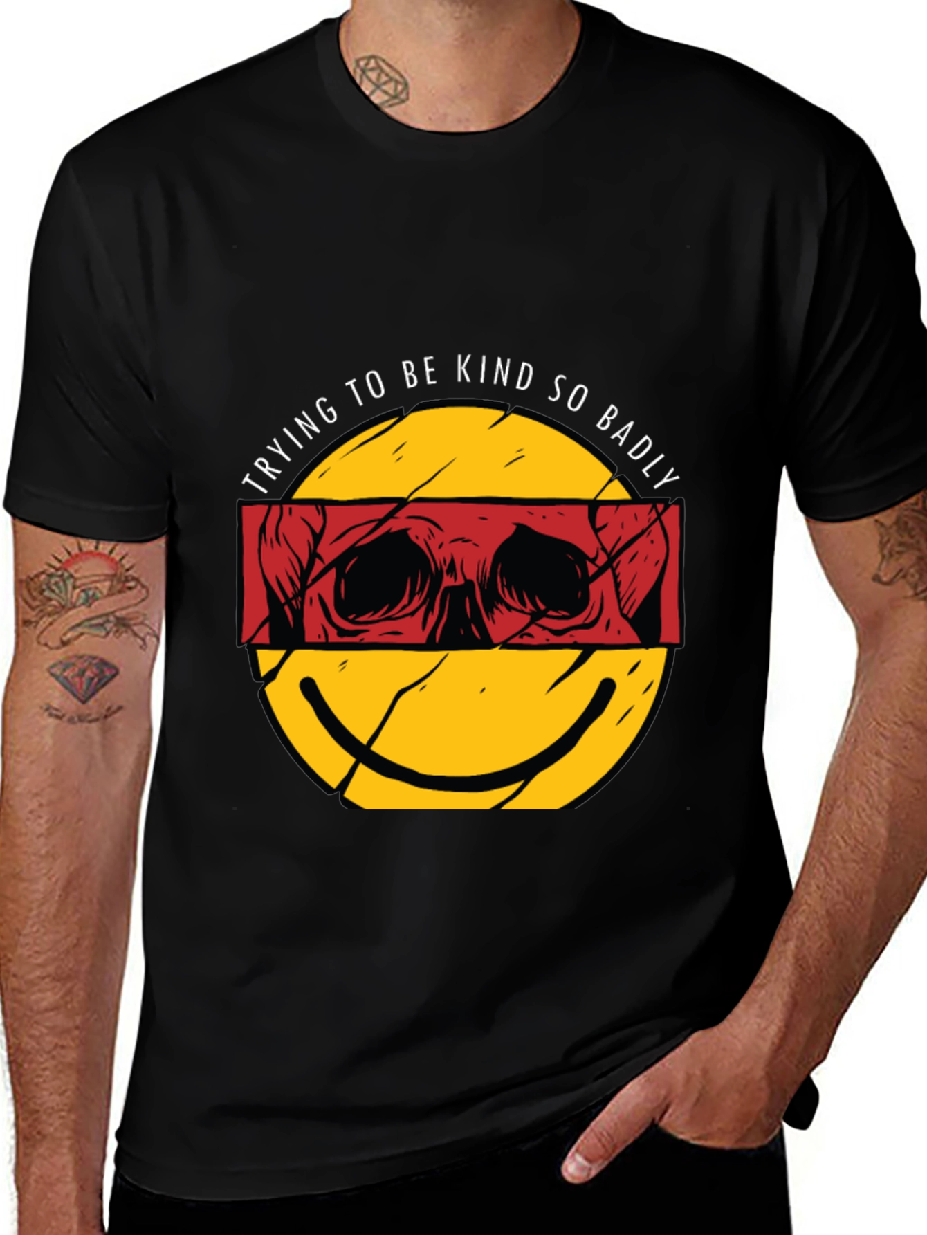 Trying To Be Kind So Badly Black Graphic Tee