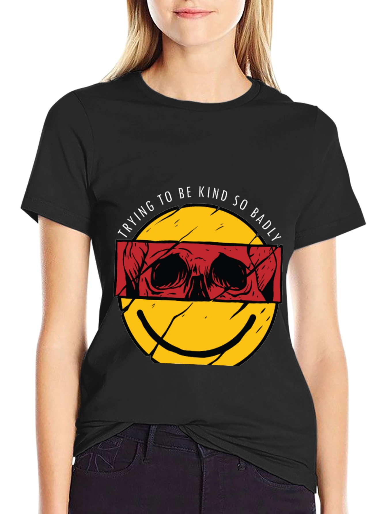 Trying To Be Kind So Badly Black Graphic Tee