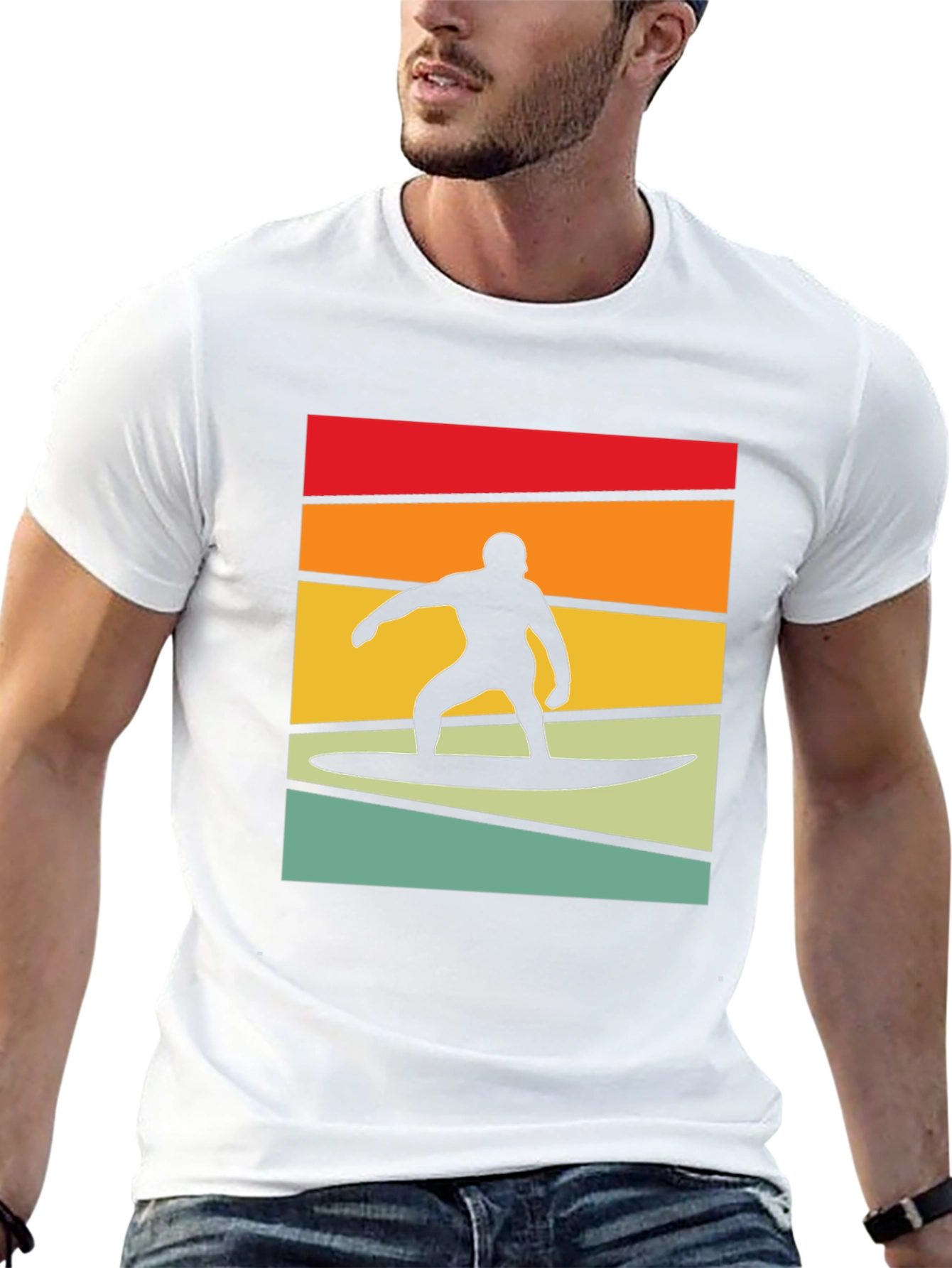 Retro Surfer Graphic Tee - Black Cotton Blend T-Shirt
