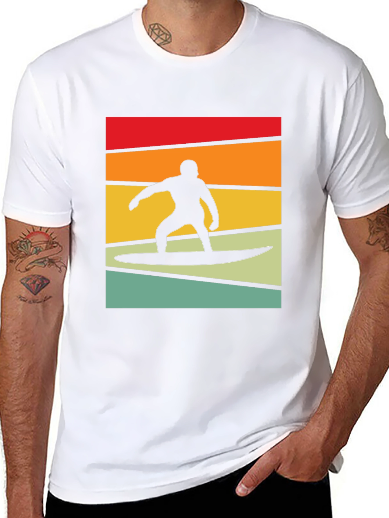 Retro Surfer Graphic Tee - Black Cotton Blend T-Shirt