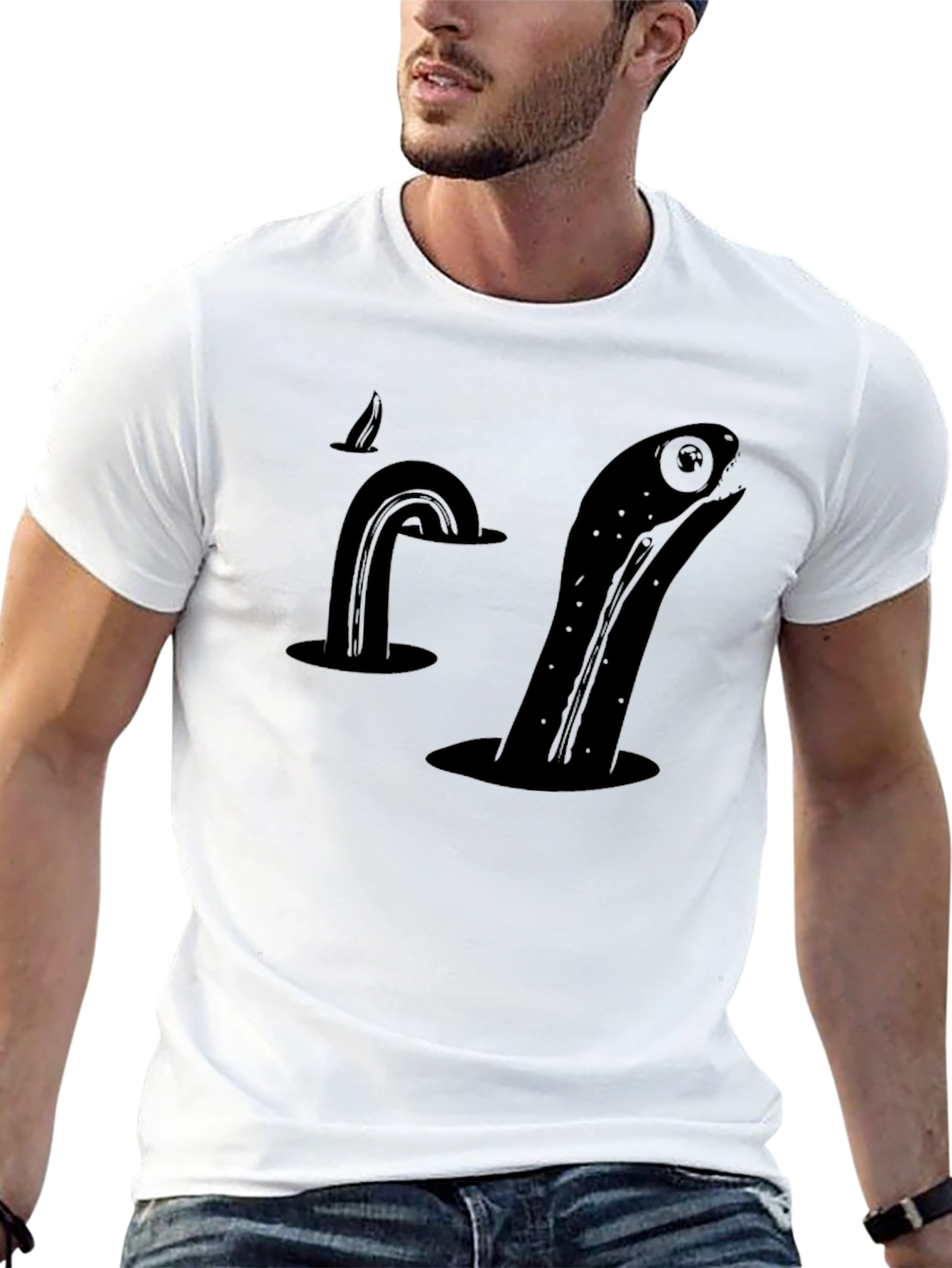 Sea Serpent Black T-Shirt - Kraken Monster Tee