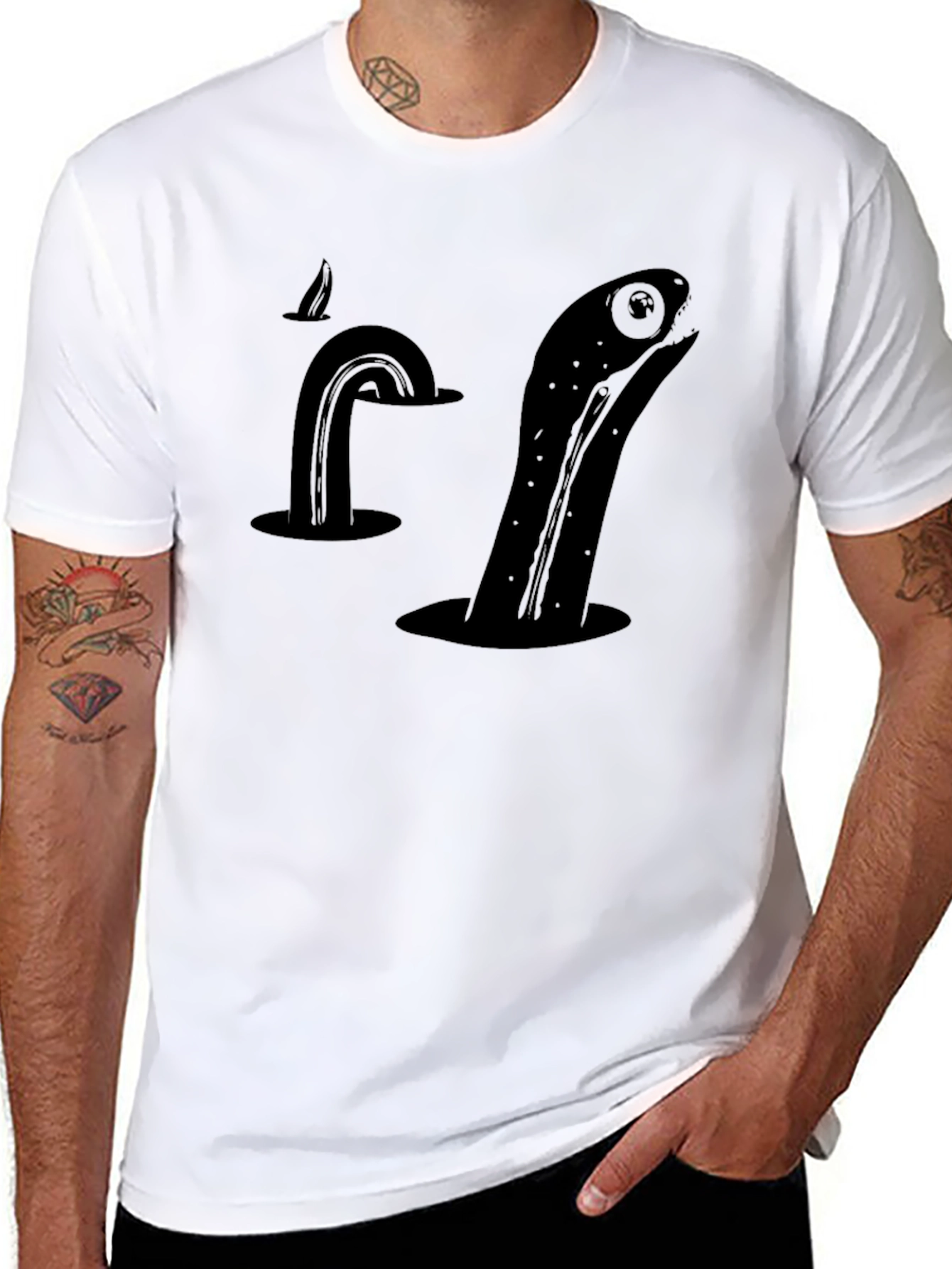 Sea Serpent Black T-Shirt - Kraken Monster Tee