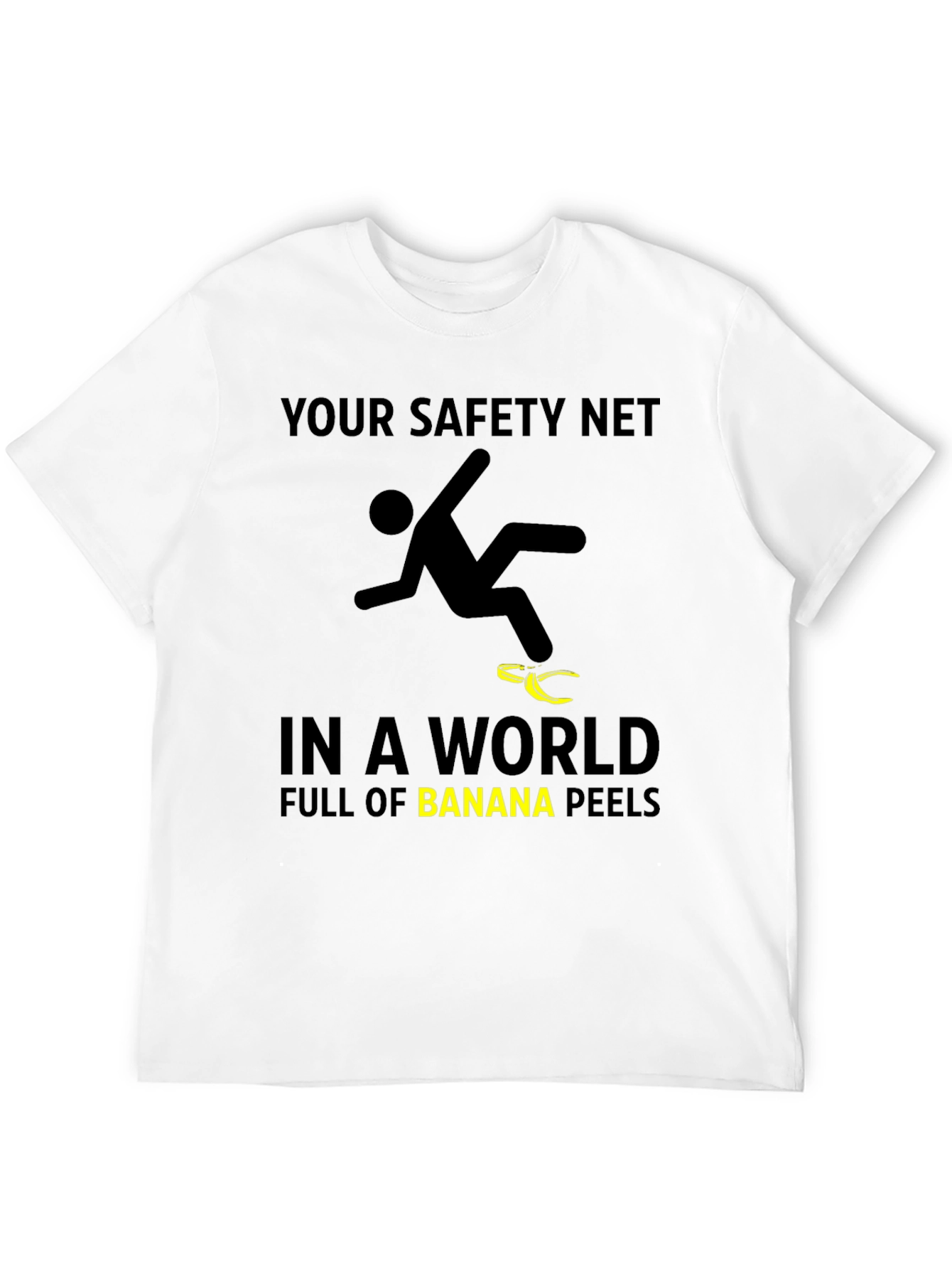 Funny Safety Net Banana Peel Graphic T-Shirt