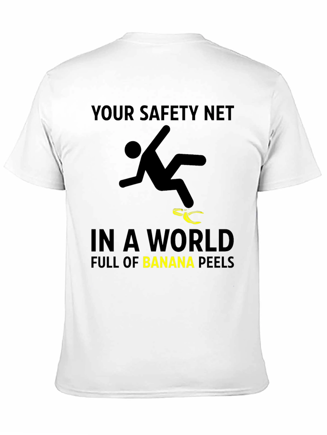 Funny Safety Net Banana Peel Graphic T-Shirt