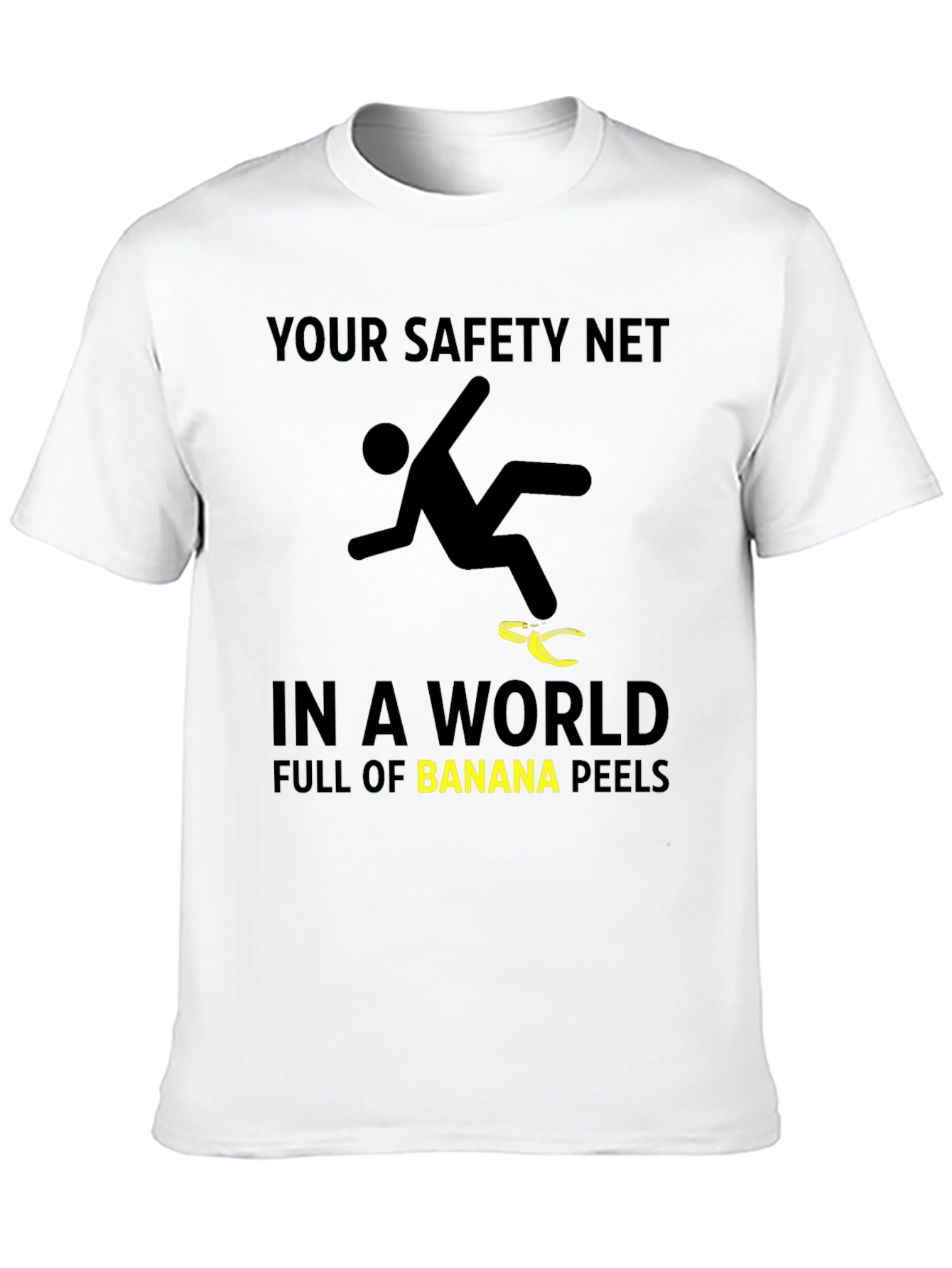 Funny Safety Net Banana Peel Graphic T-Shirt