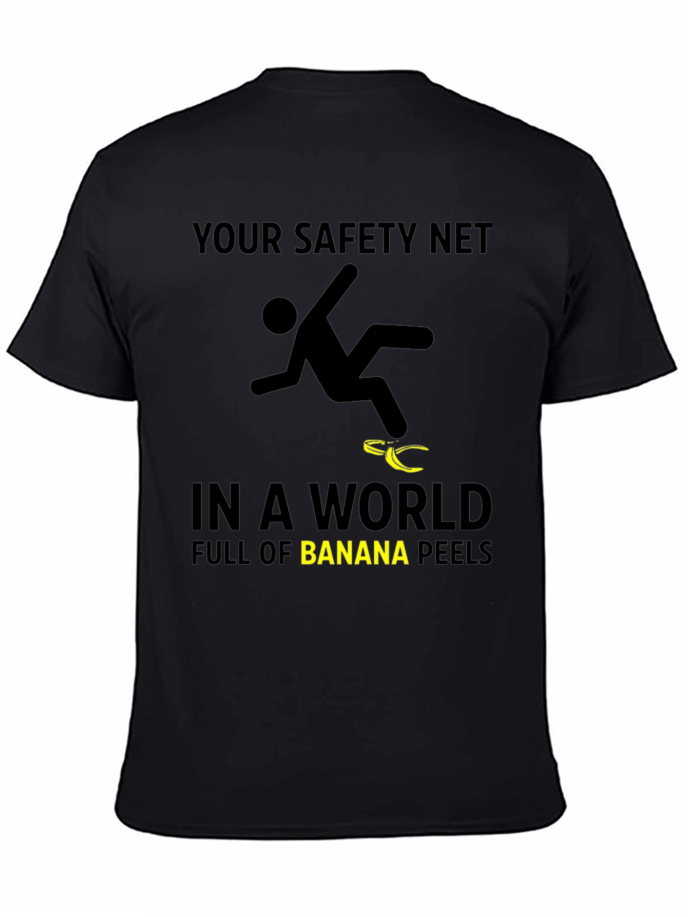 Funny Safety Net Banana Peel Graphic T-Shirt