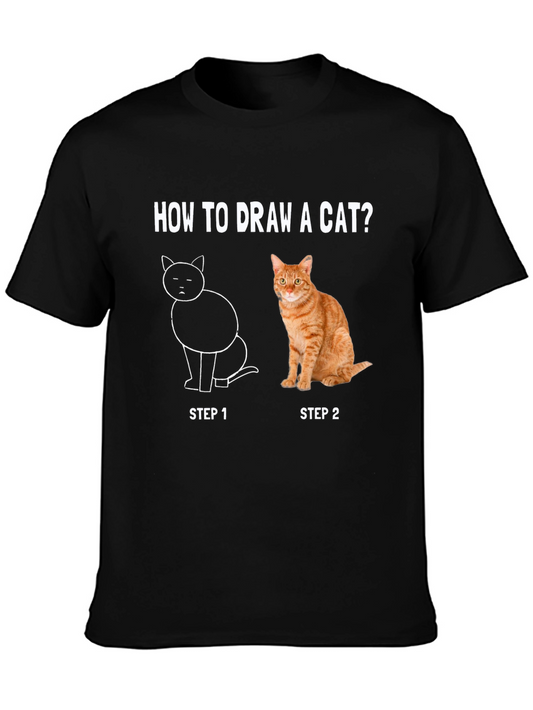How To Draw A Cat Graphic Tee - Step 1 & Step 2