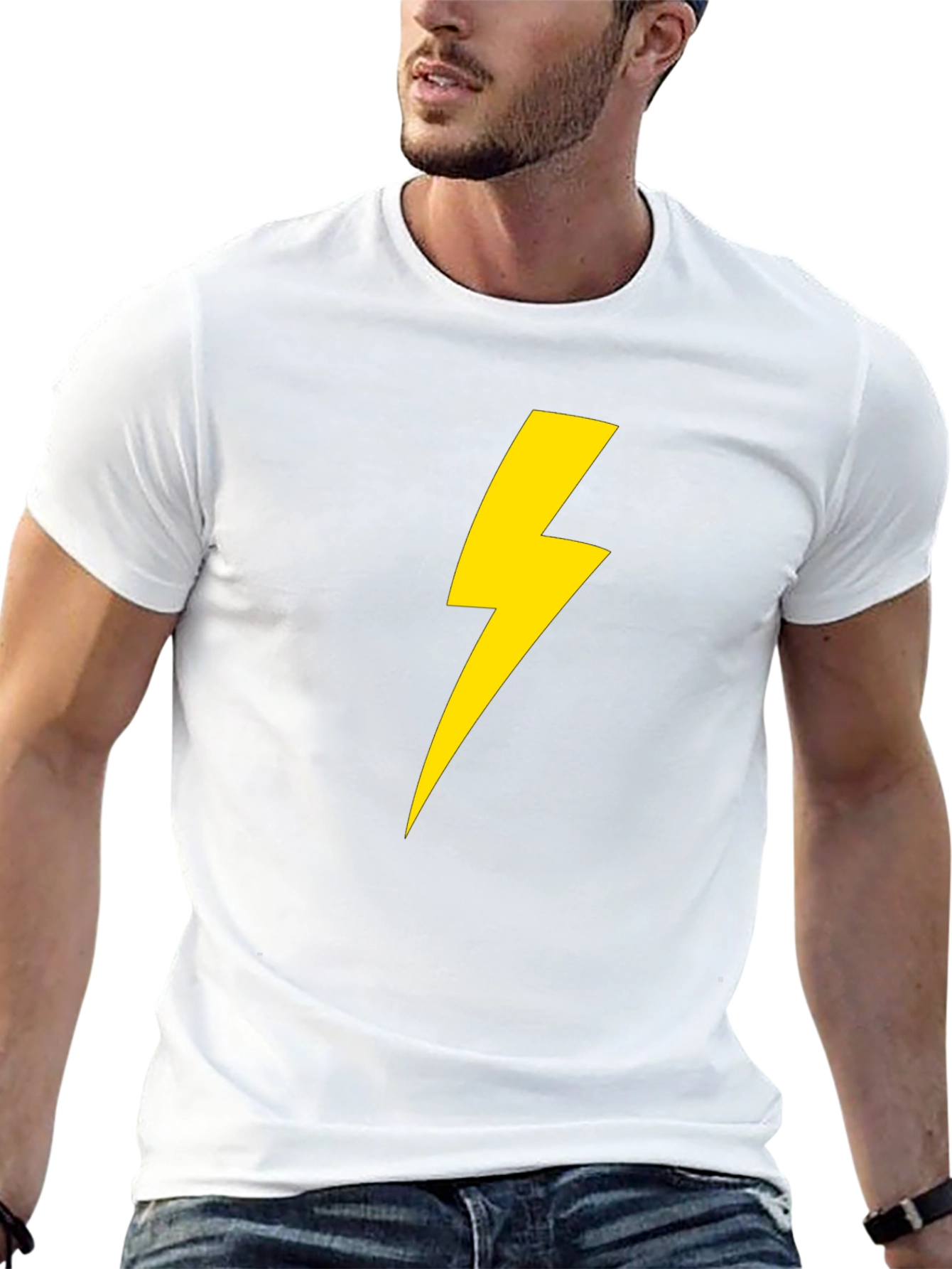 Lightning Bolt Graphic Tee - Black Cotton T-Shirt
