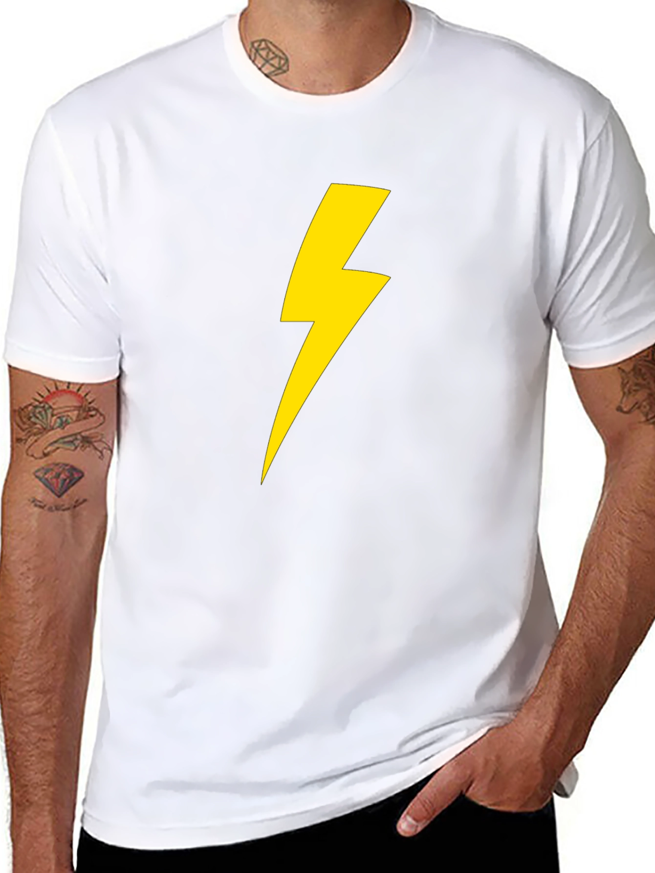 Lightning Bolt Graphic Tee - Black Cotton T-Shirt