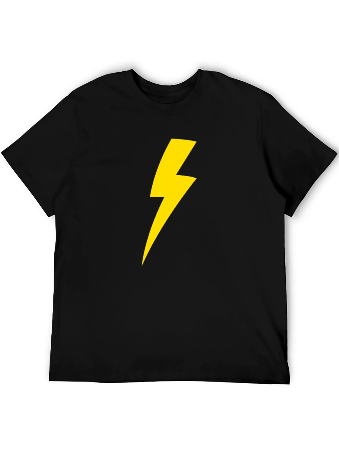 Lightning Bolt Graphic Tee - Black Cotton T-Shirt