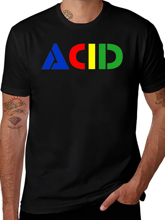 ACID Colorful Graphic Print Black T-Shirt