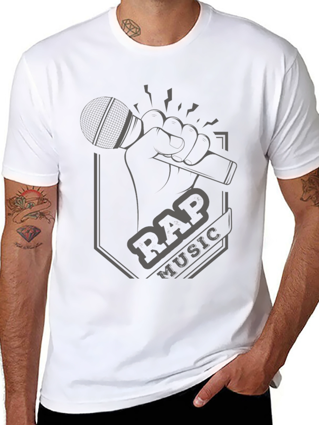 Rap Music Graphic Tee - Microphone Design