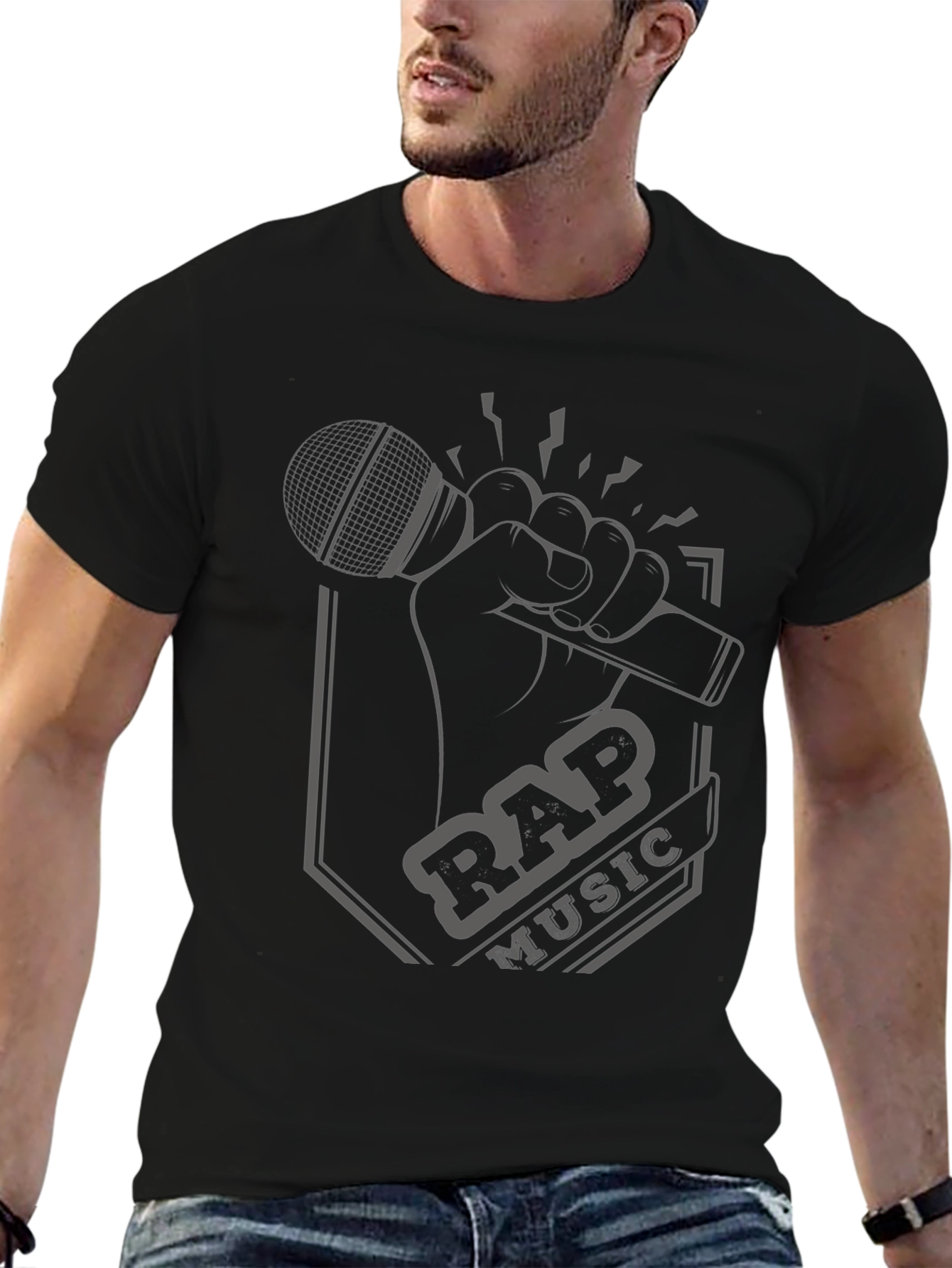 Rap Music Graphic Tee - Microphone Design