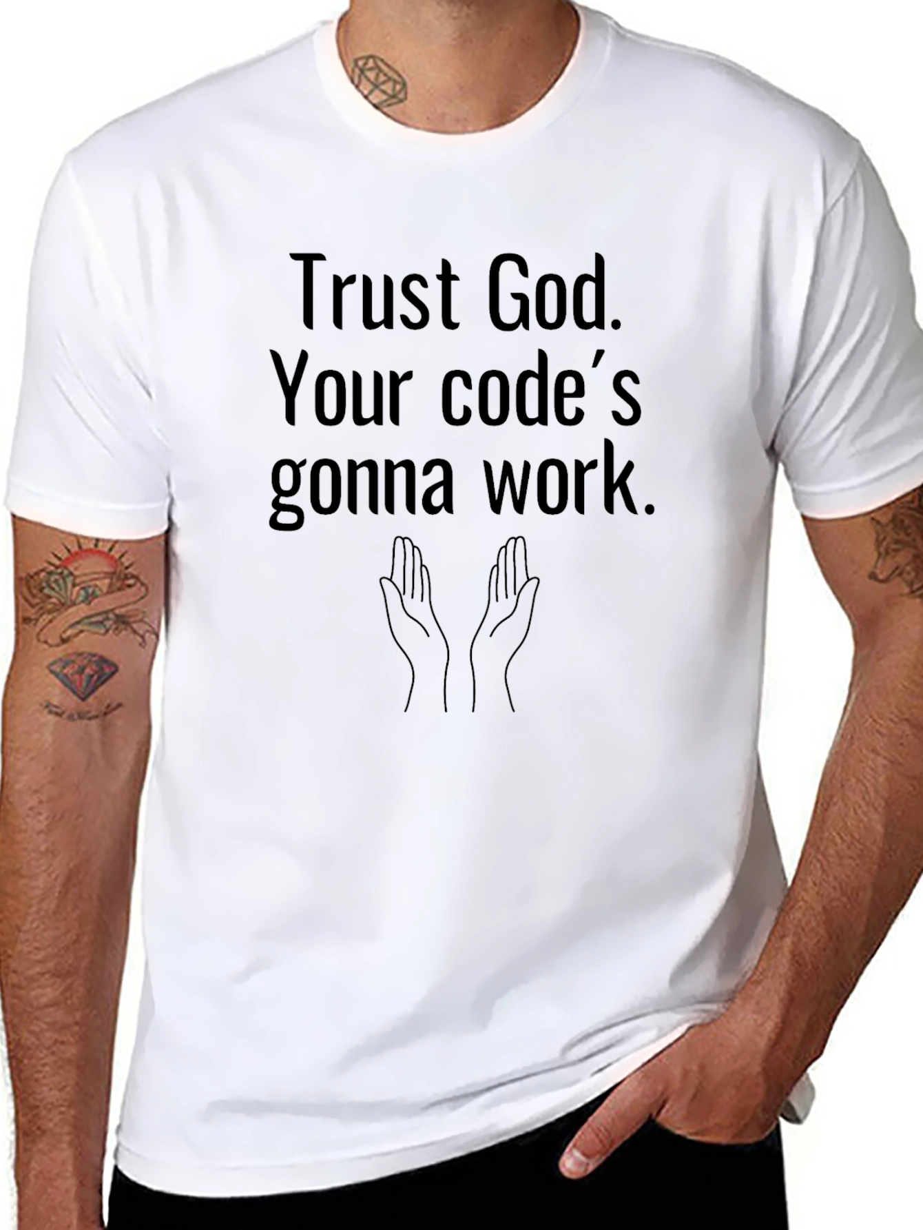 Trust God Code Will Work Black T-Shirt