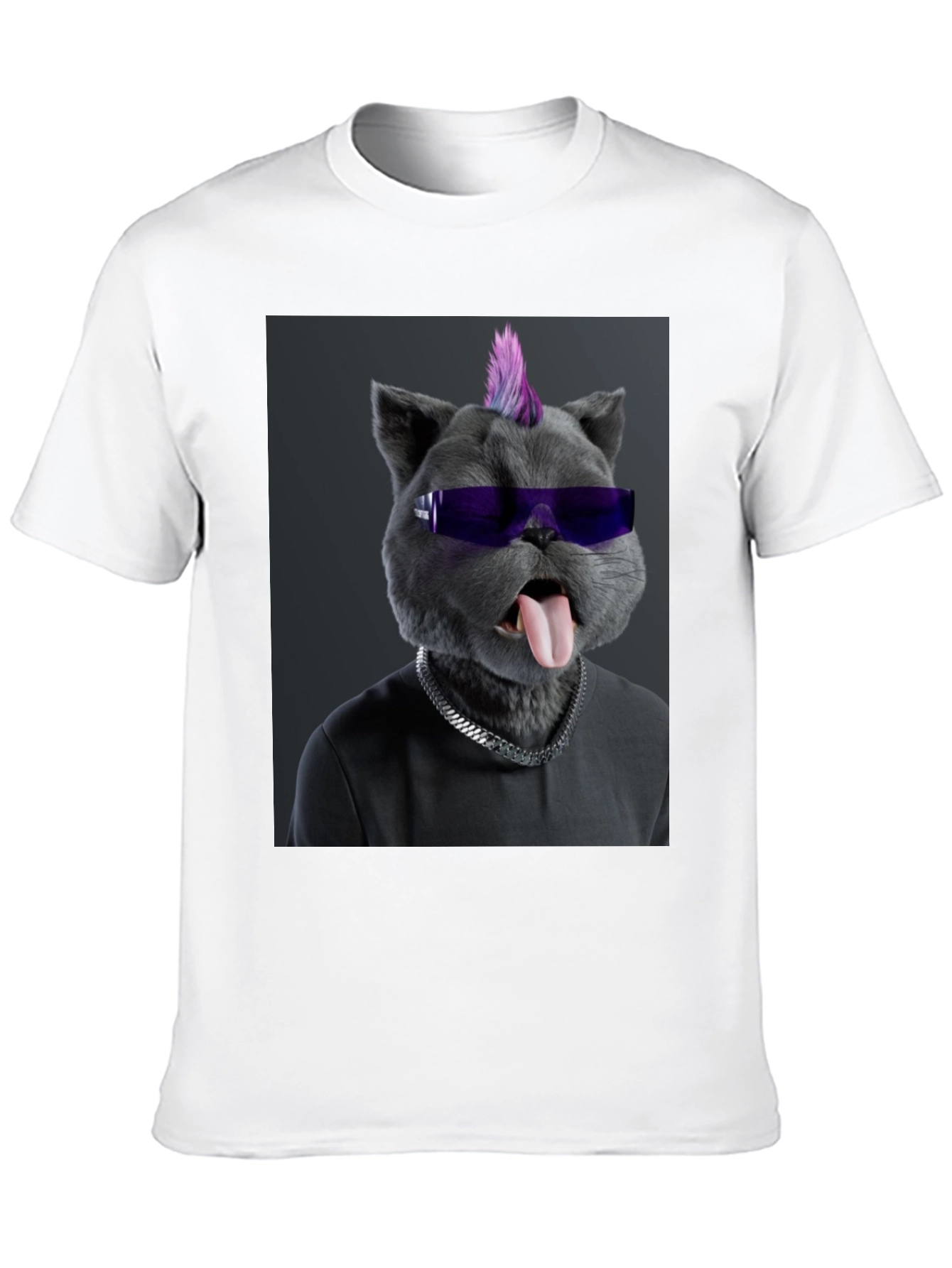Cool Cat Punk T-Shirt - Black