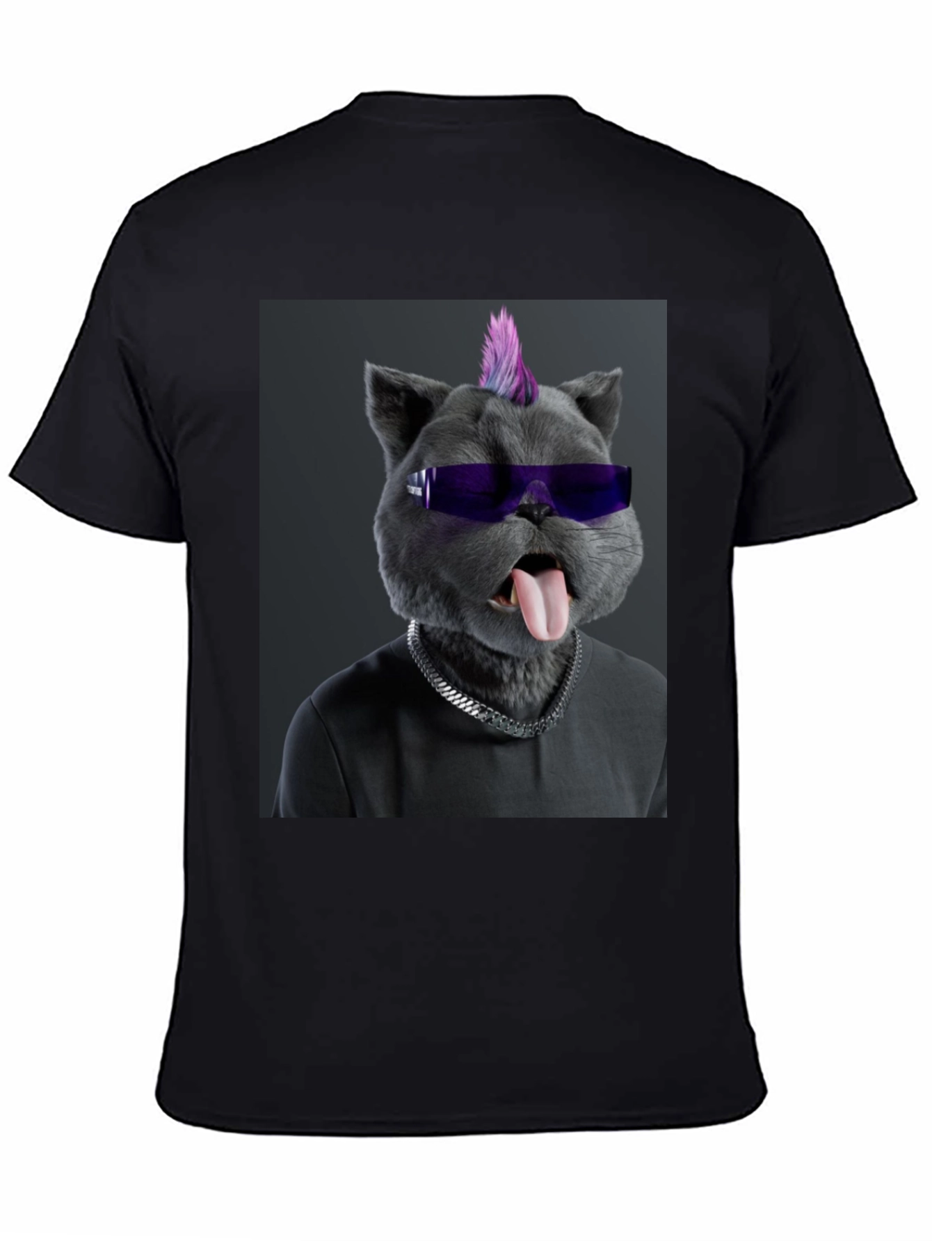 Cool Cat Punk T-Shirt - Black