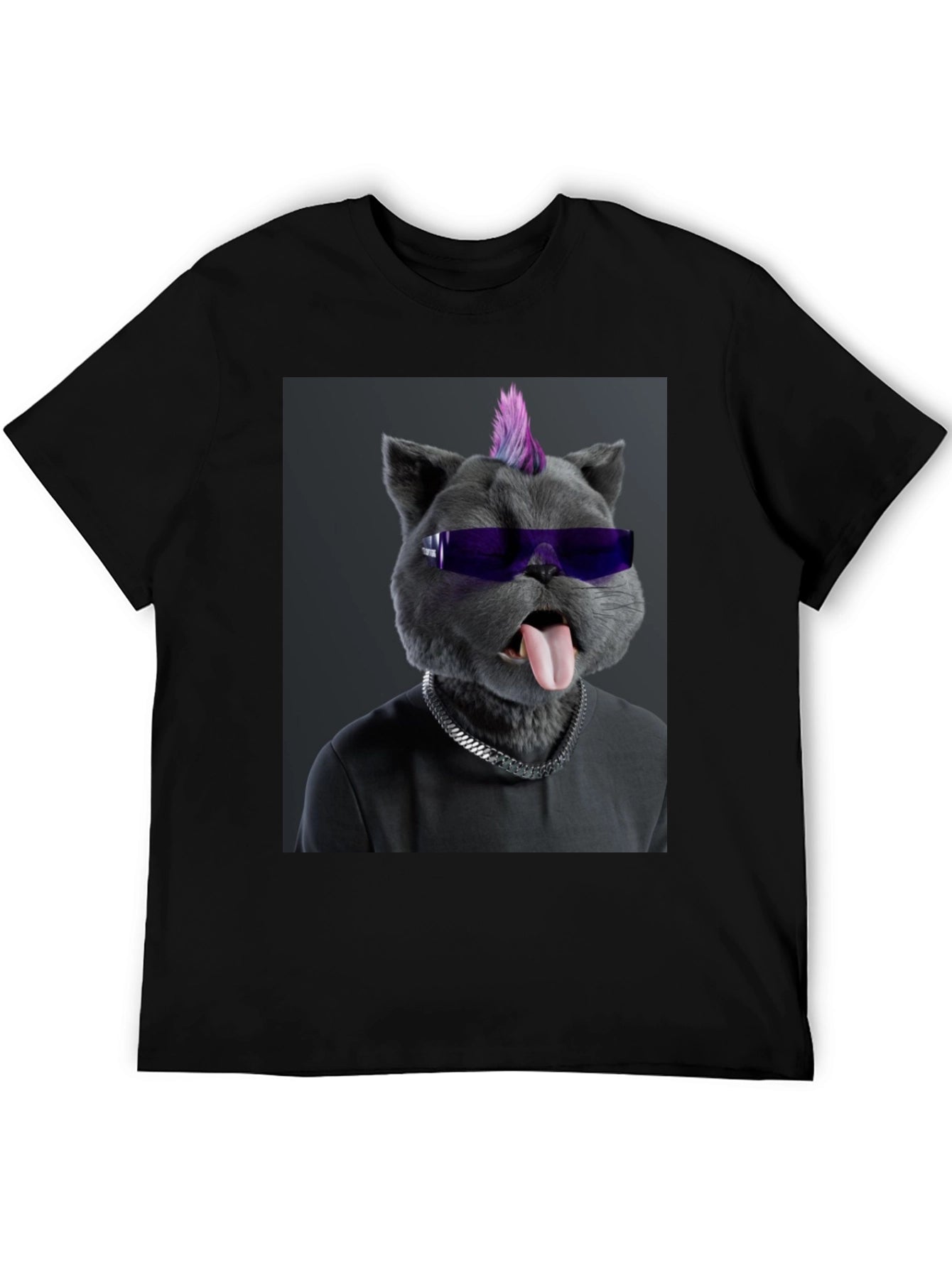 Cool Cat Punk T-Shirt - Black