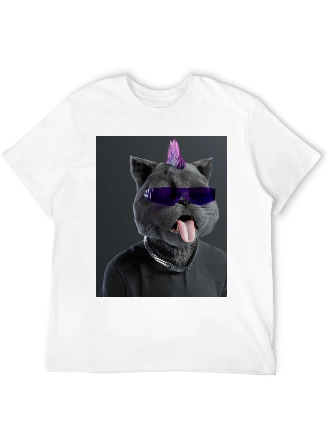 Cool Cat Punk T-Shirt - Black