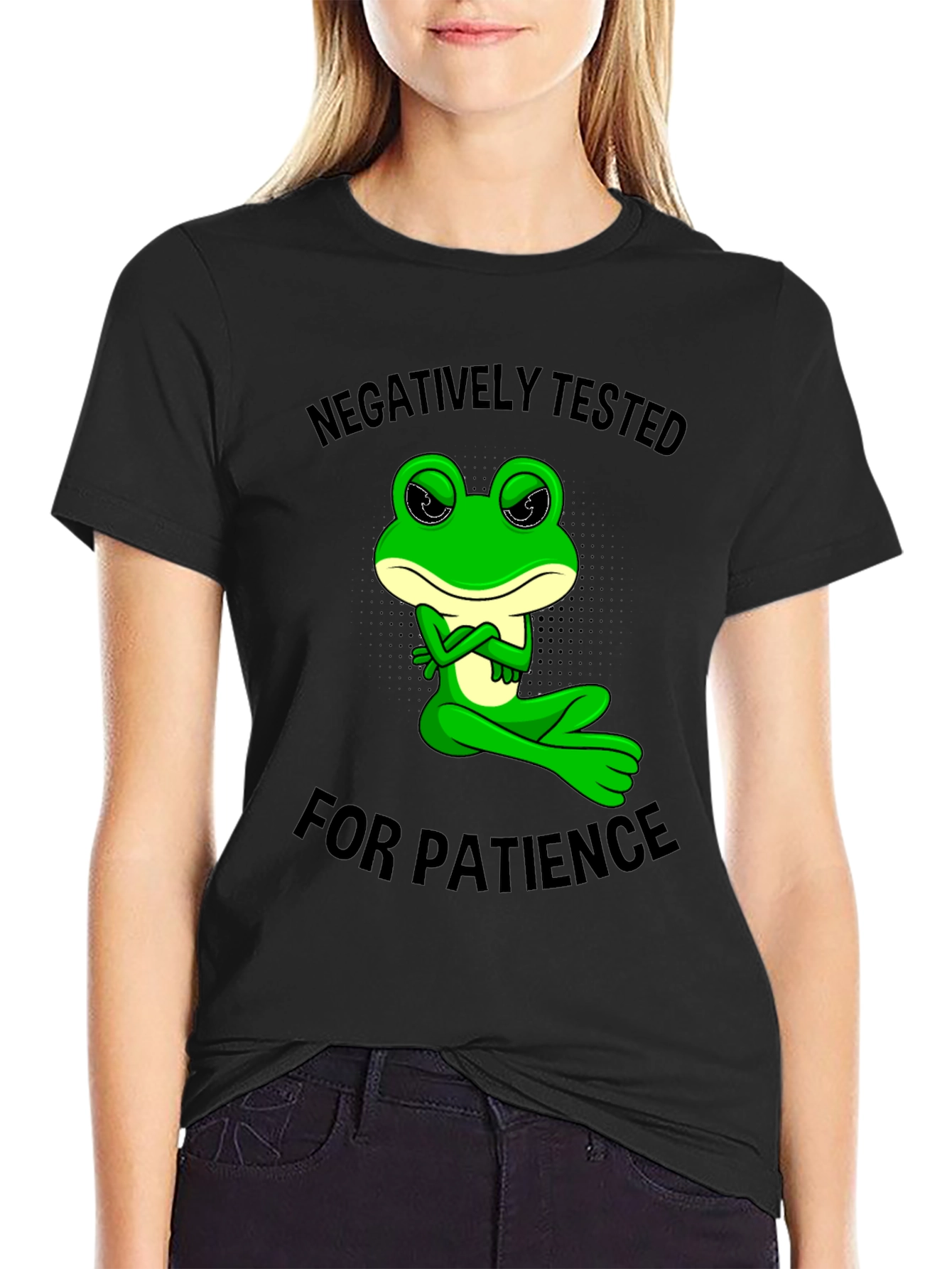 Negatively Tested for Patience Frog Graphic Tee