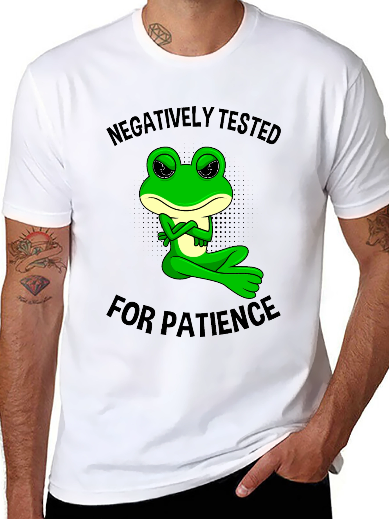 Negatively Tested for Patience Frog Graphic Tee
