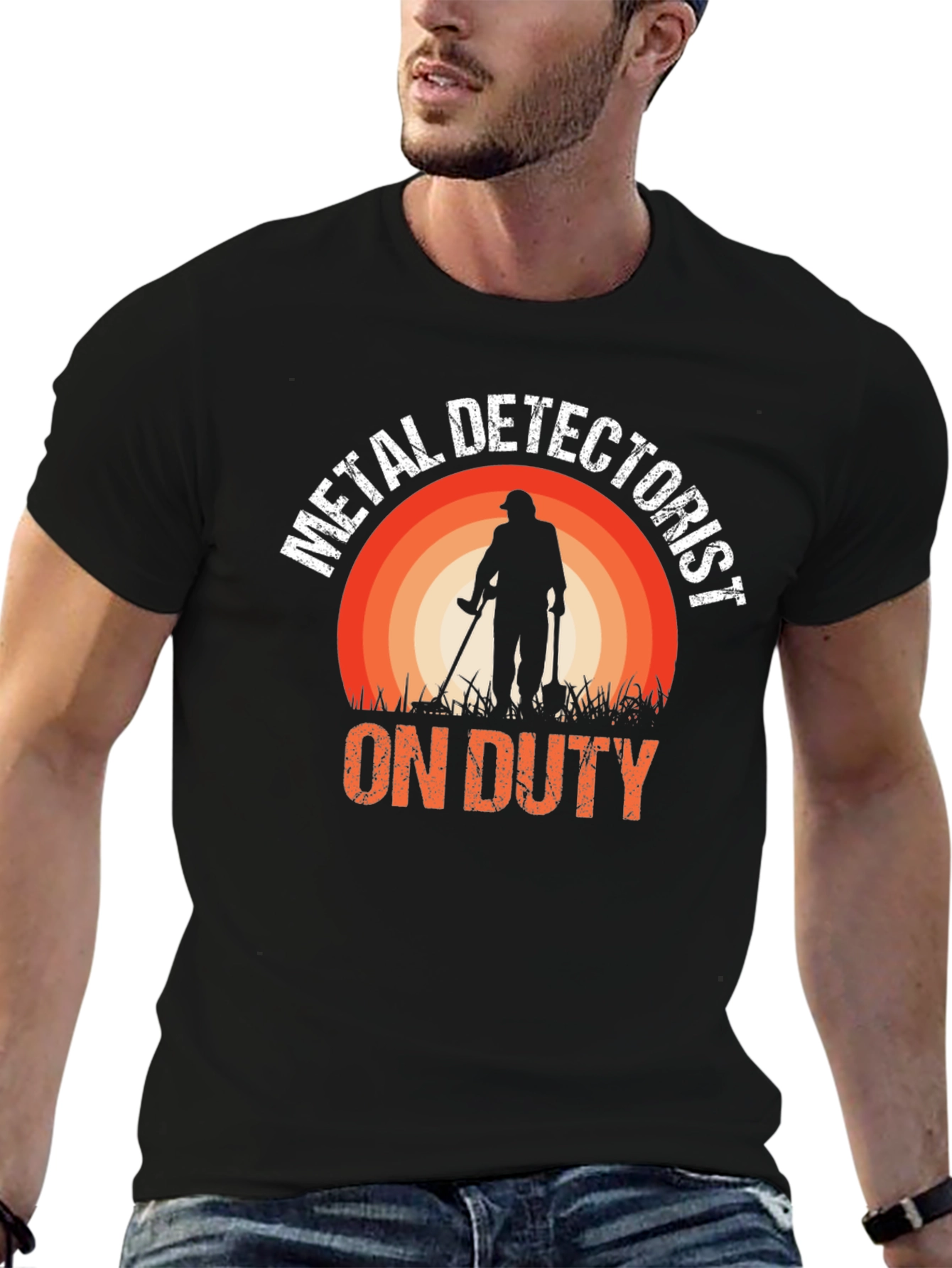 Metal Detectorist On Duty Black T-Shirt