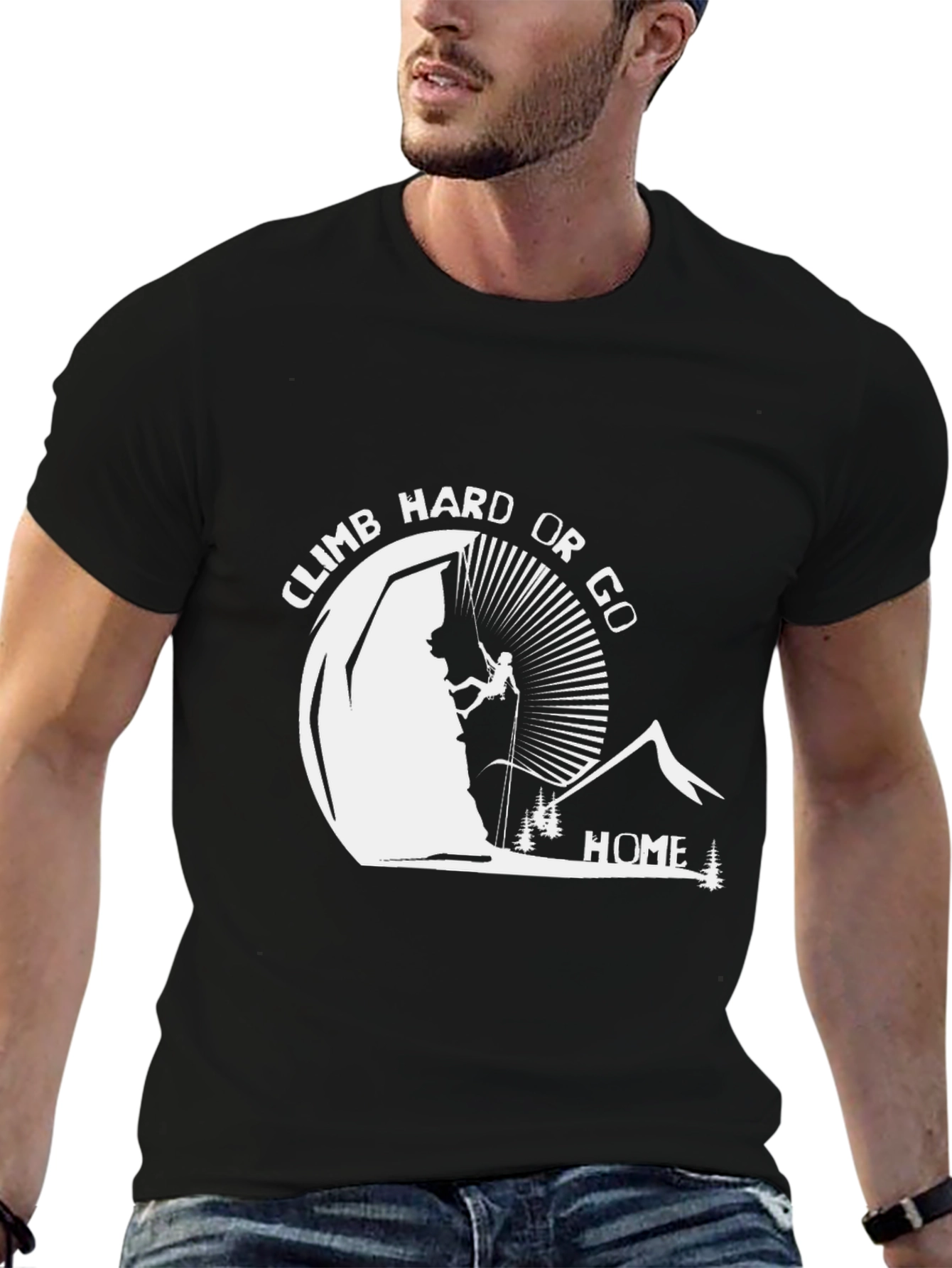 Climb Hard Or Go Home Black Graphic T-Shirt