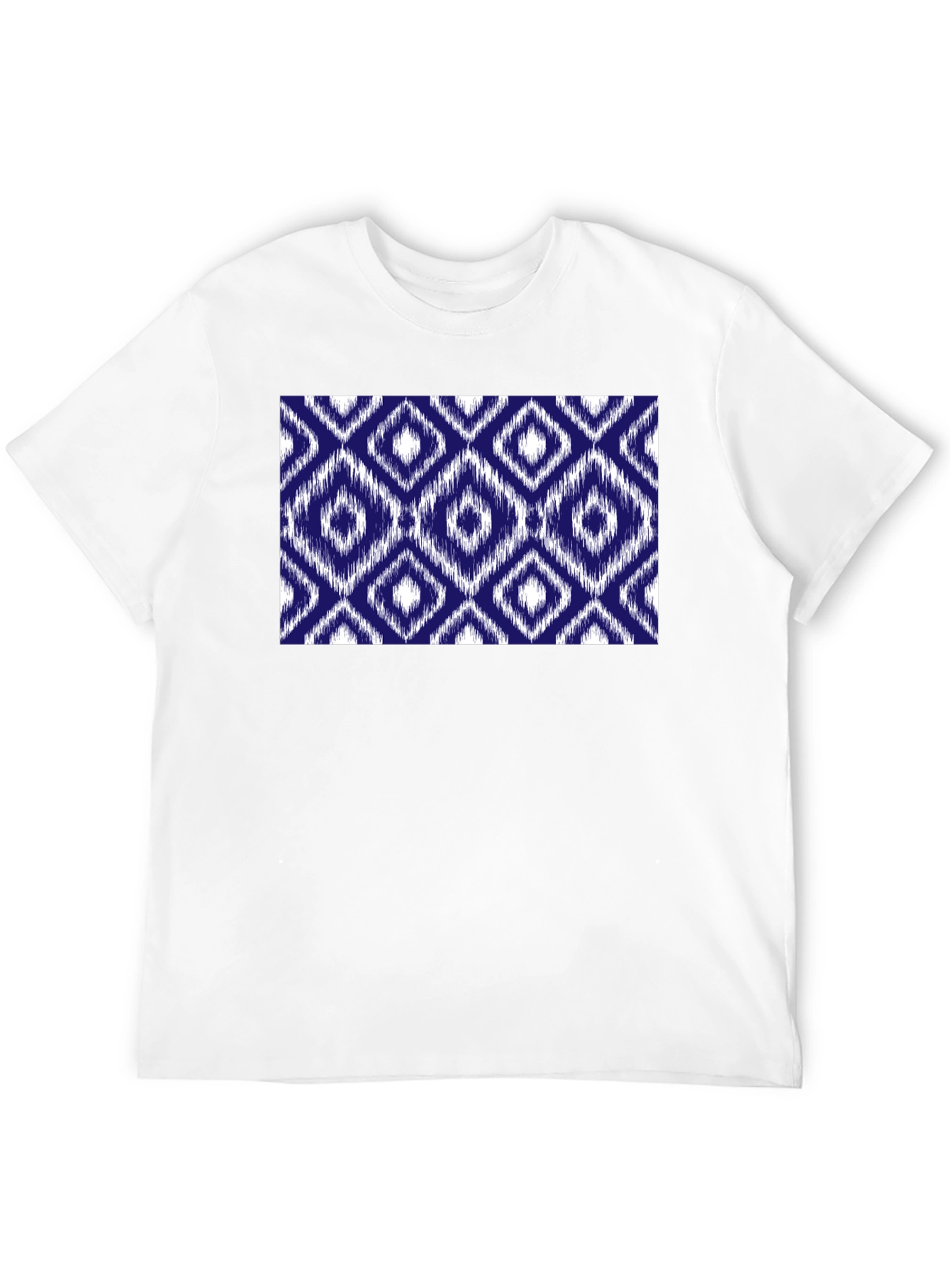 Stylish Black Tee with Blue Diamond Pattern