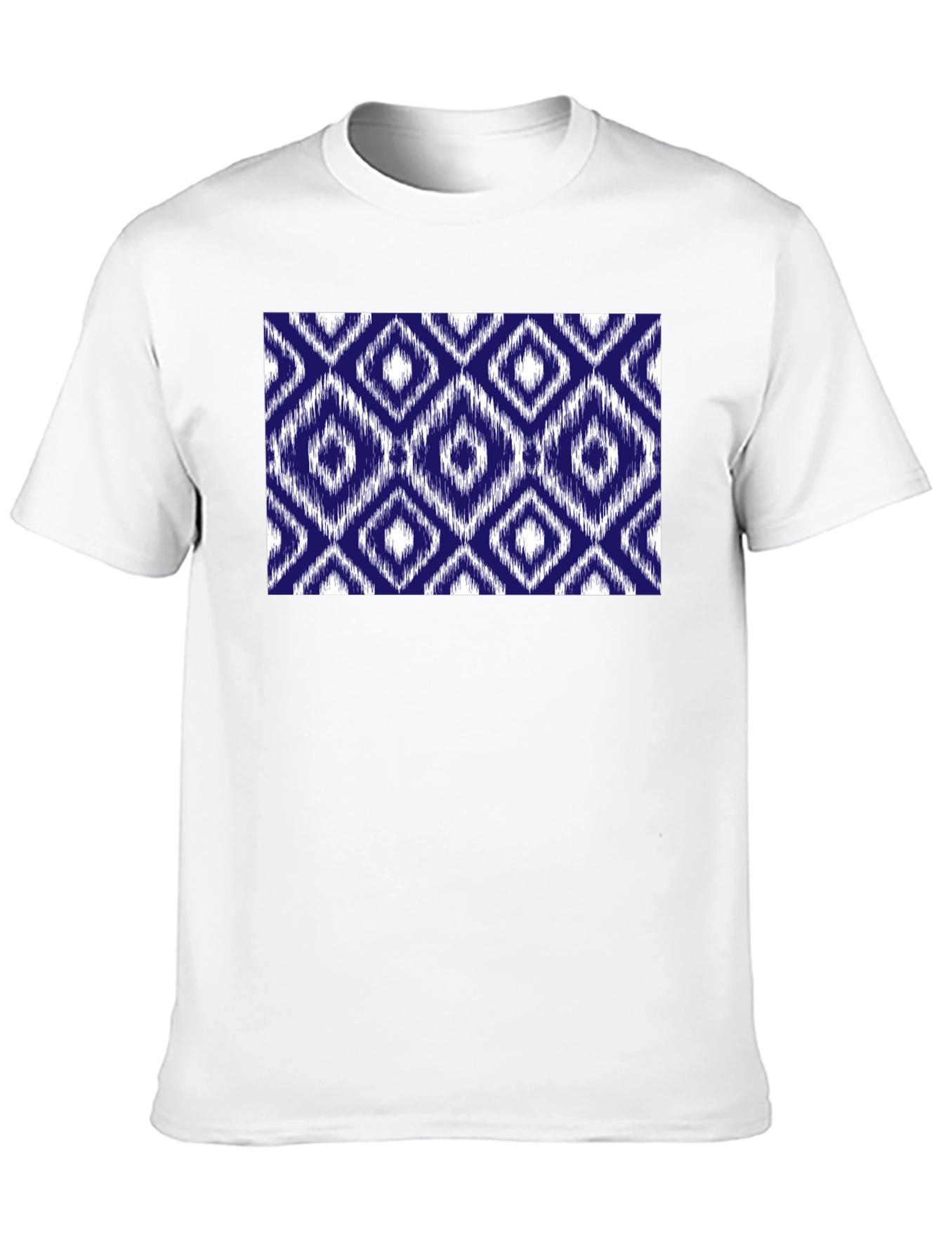 Stylish Black Tee with Blue Diamond Pattern