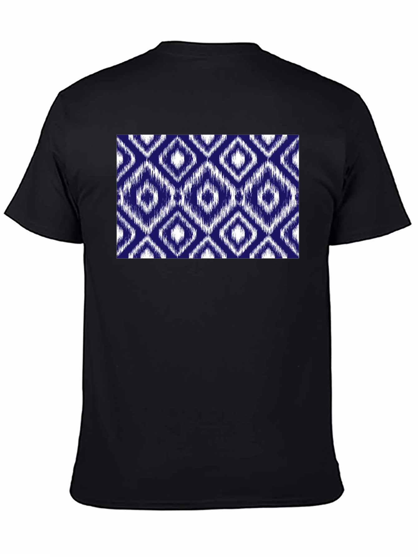 Stylish Black Tee with Blue Diamond Pattern