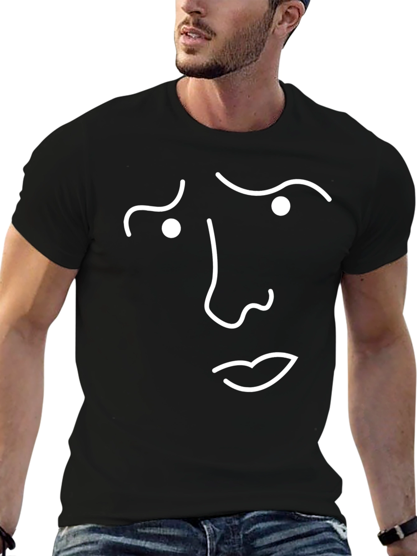 Minimalist Face T-Shirt - Expression Graphic Tee