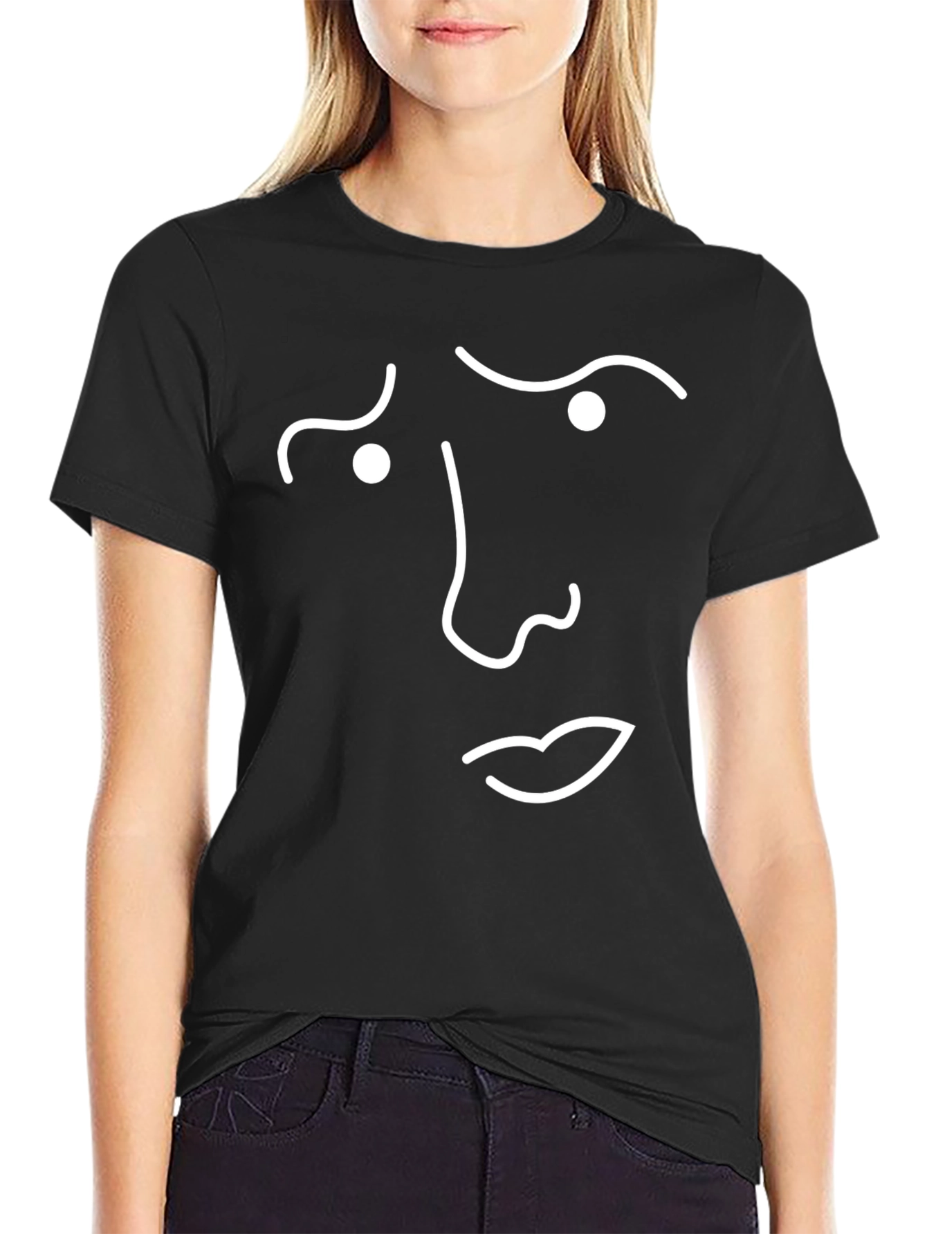 Minimalist Face T-Shirt - Expression Graphic Tee