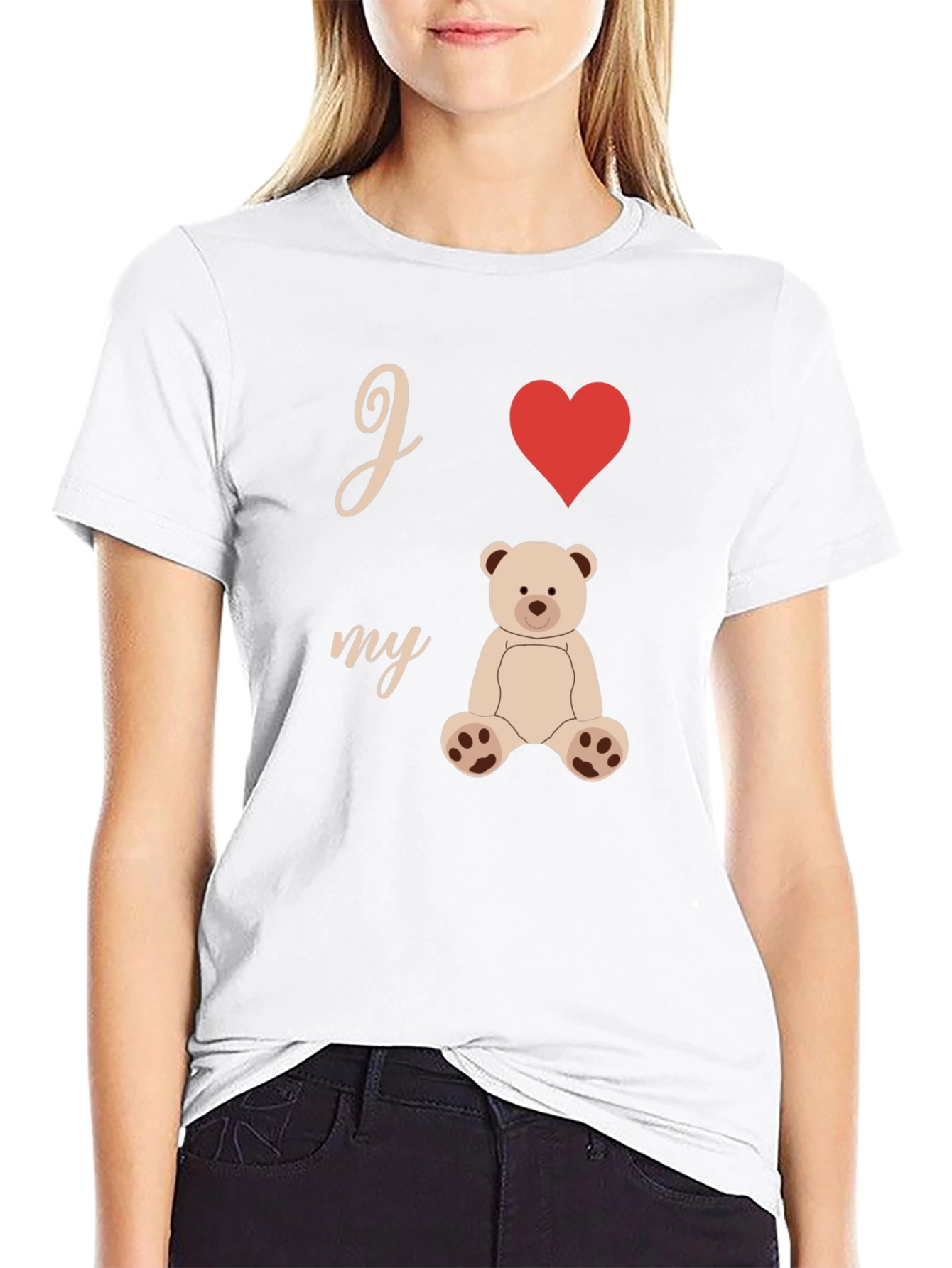I Heart My Teddy Bear Black Graphic Tee