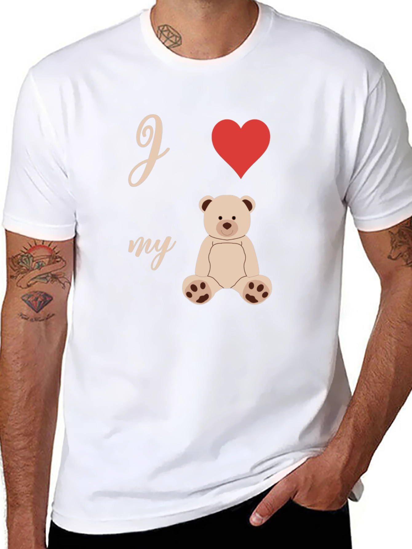 I Heart My Teddy Bear Black Graphic Tee
