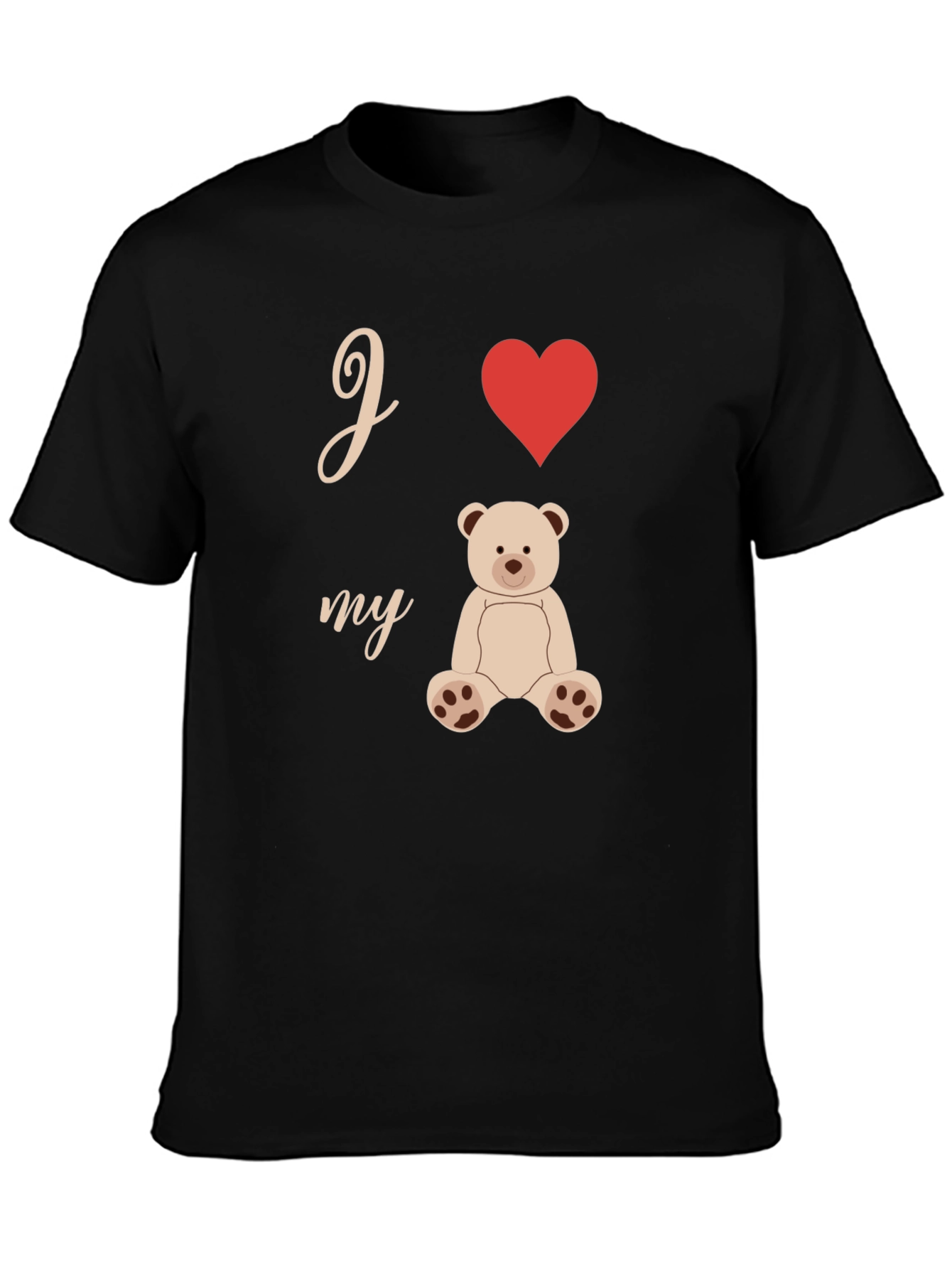 I Heart My Teddy Bear Black Graphic Tee
