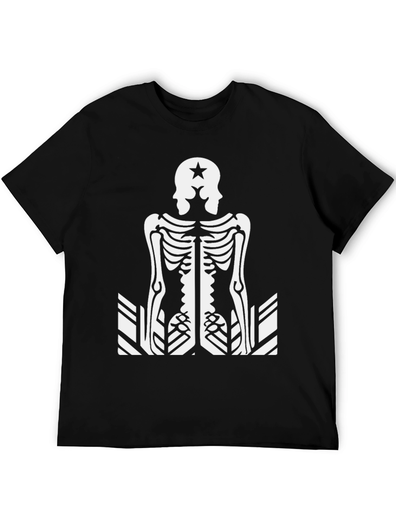 Skeleton Double Head Star Black Graphic Tee