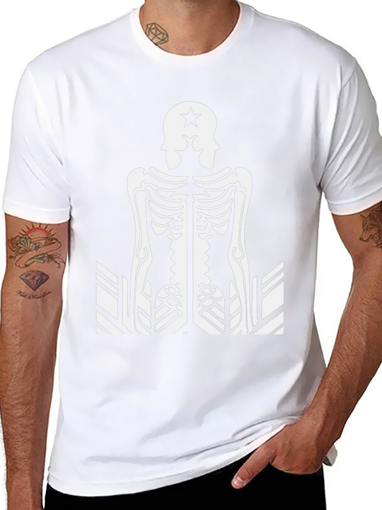 Skeleton Double Head Star Black Graphic Tee
