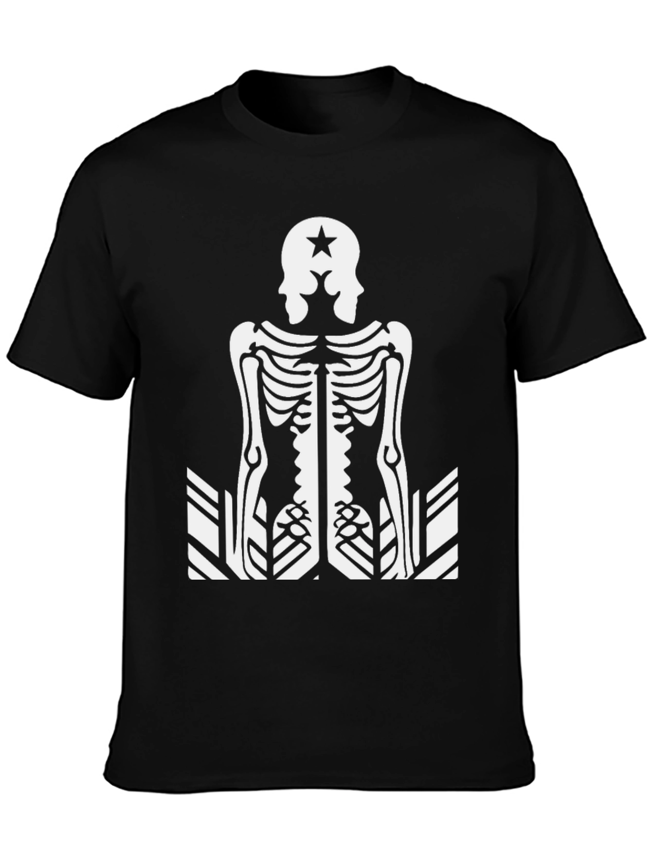 Skeleton Double Head Star Black Graphic Tee