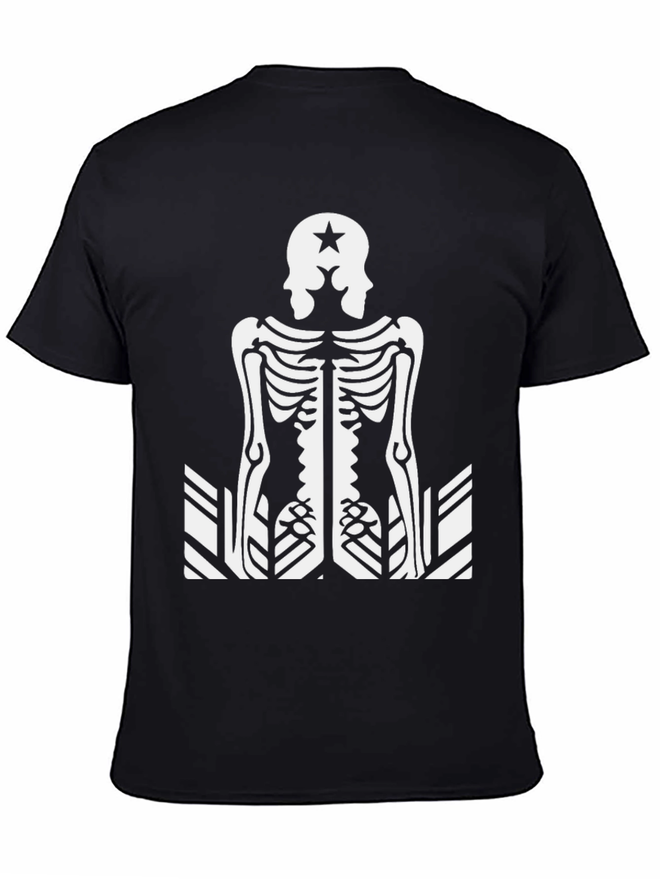 Skeleton Double Head Star Black Graphic Tee